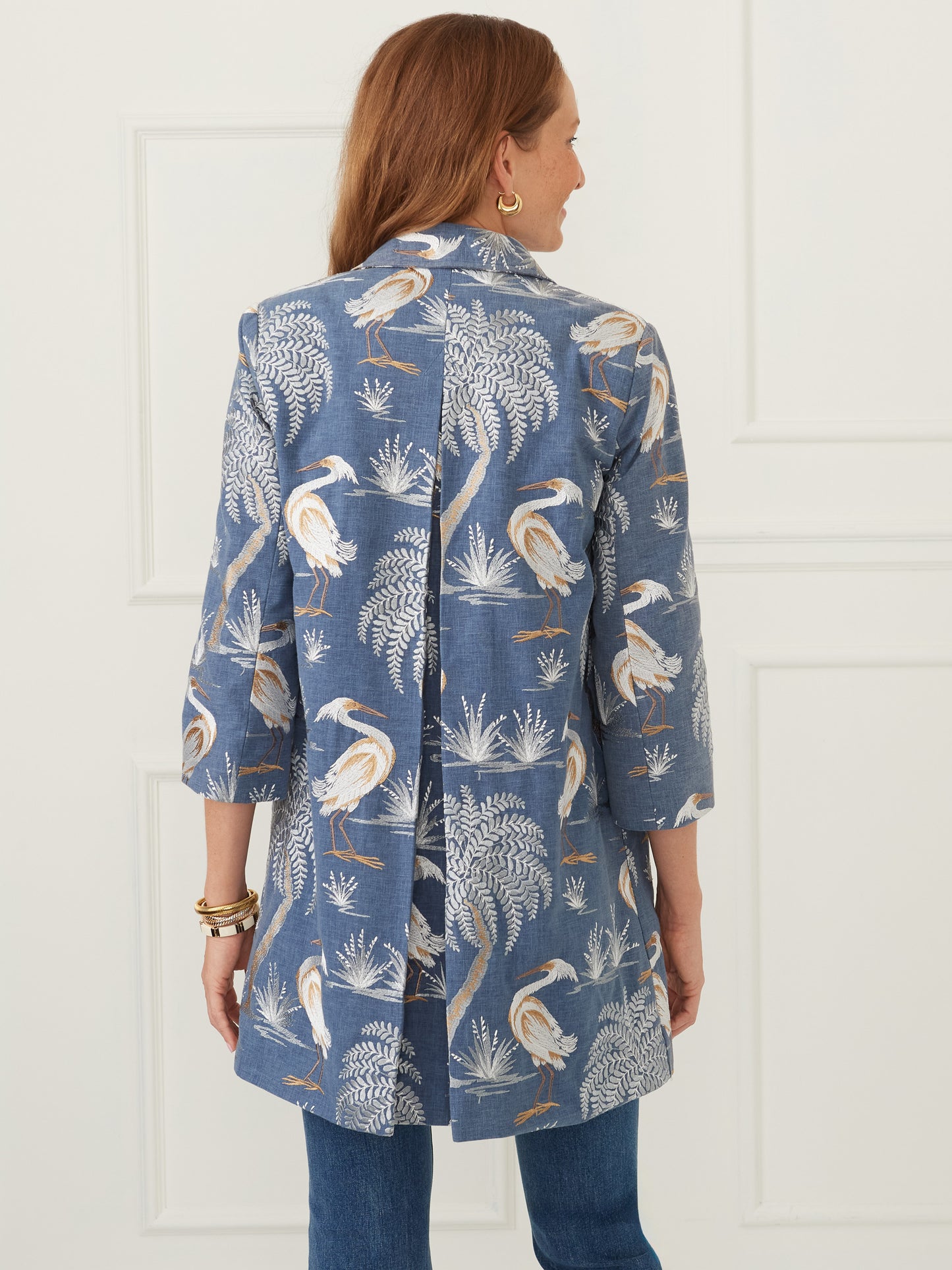 J.McLaughlin Deirdre jacket in denim made with linen/cotton. 