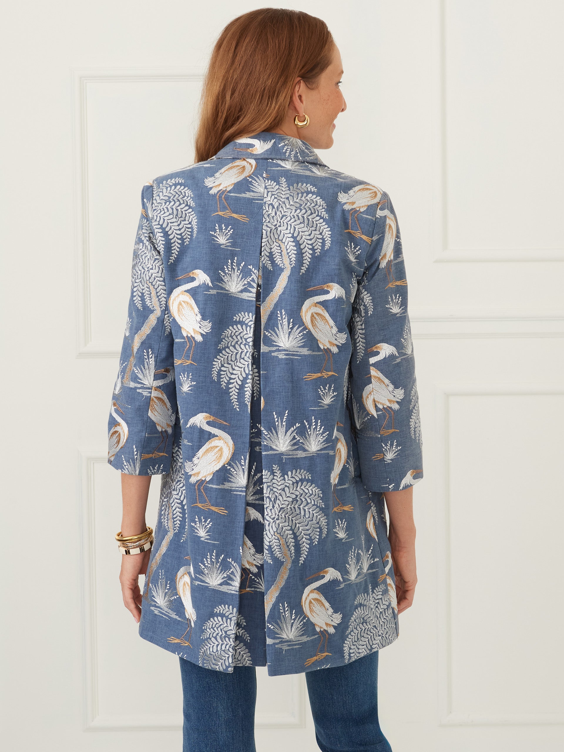 J.McLaughlin Deirdre jacket in denim made with linen/cotton. 