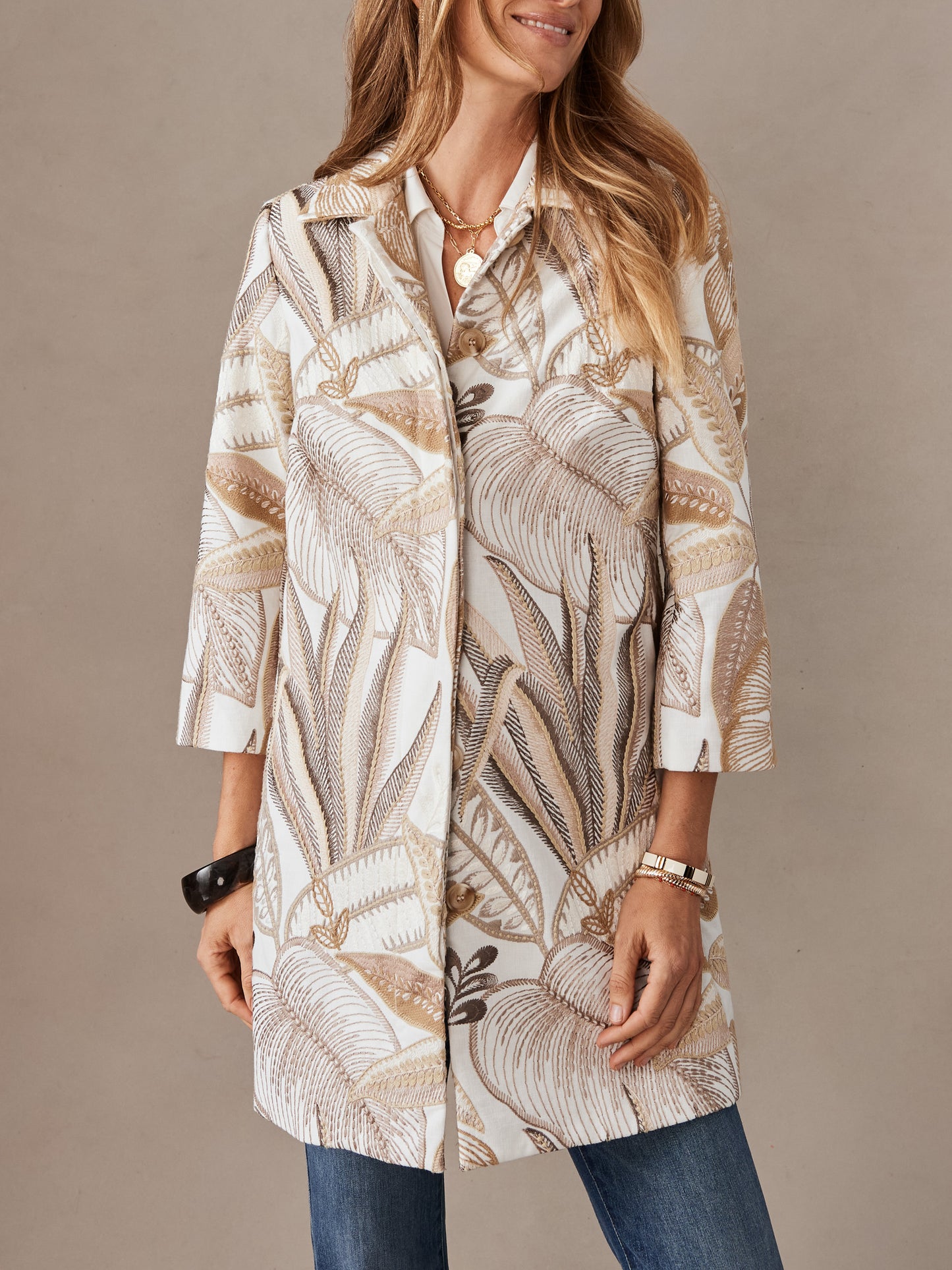 Deirdre Coat in Lush Leaves Embroidery