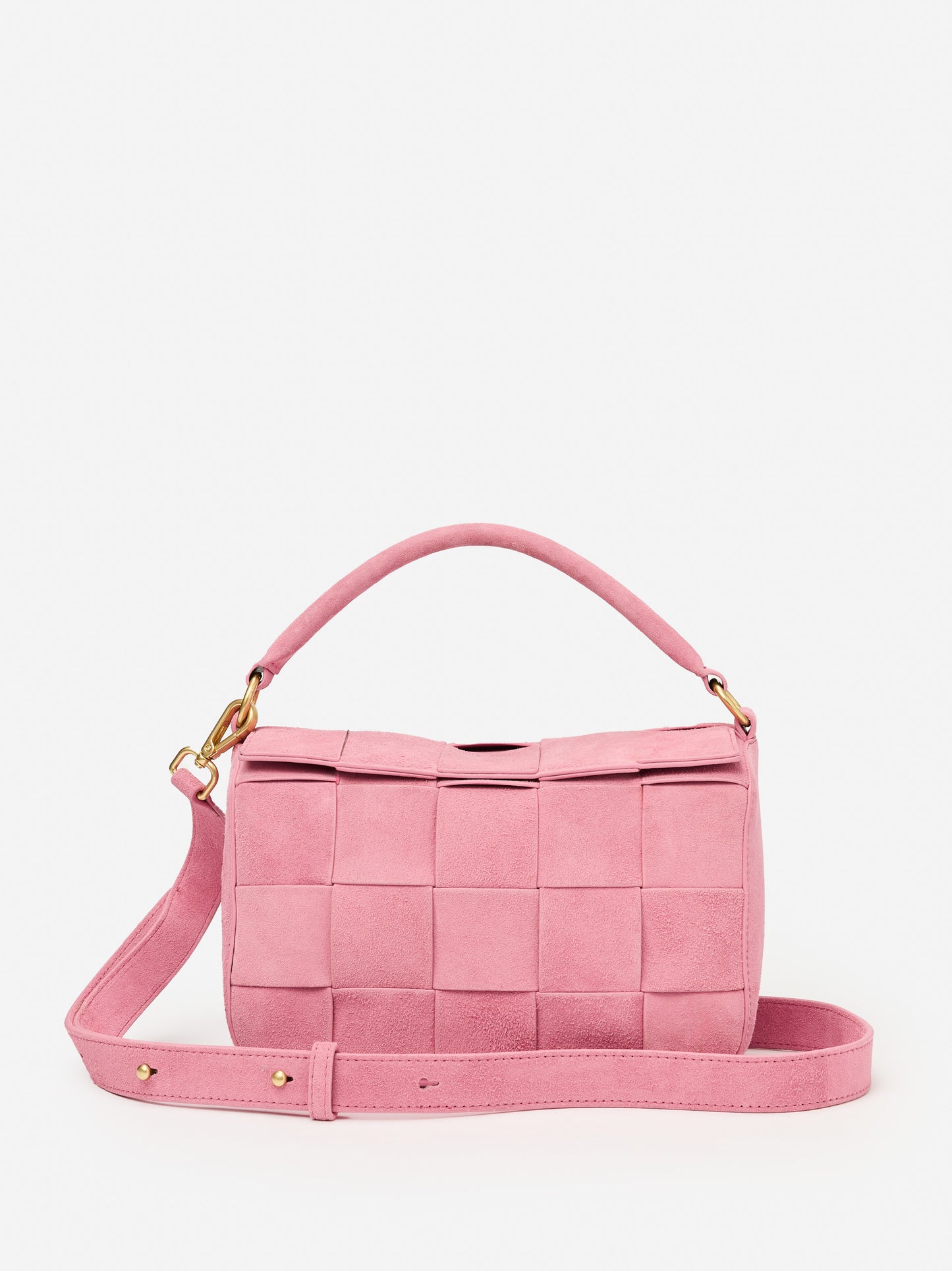 J.McLaughlin Deni handbag in pink made with suede.