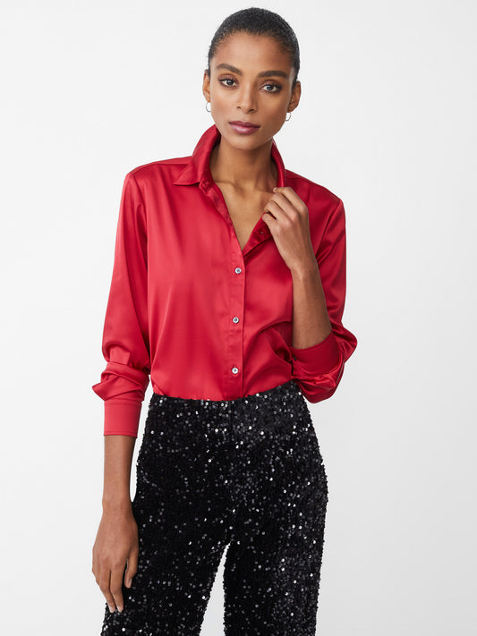 J.McLaughlin Denver shirt in fete red made with satin.