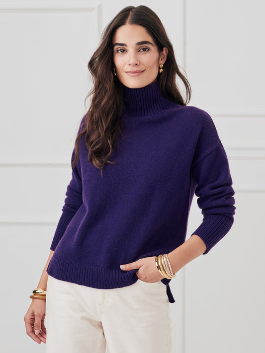 J.McLaughlin Dina sweater in dark grape made with cashmere. 