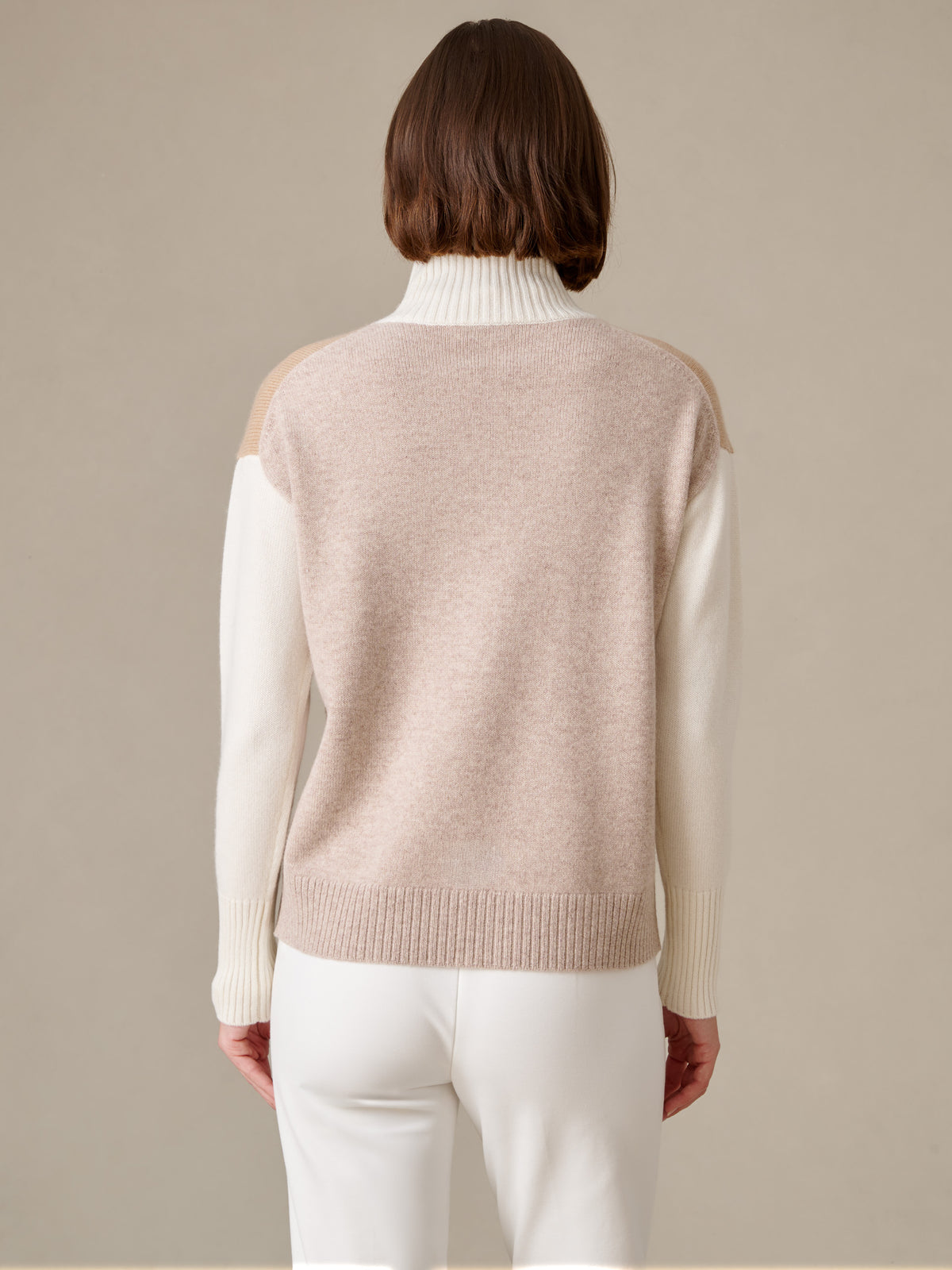 Dina Cashmere Turtleneck in Color Block