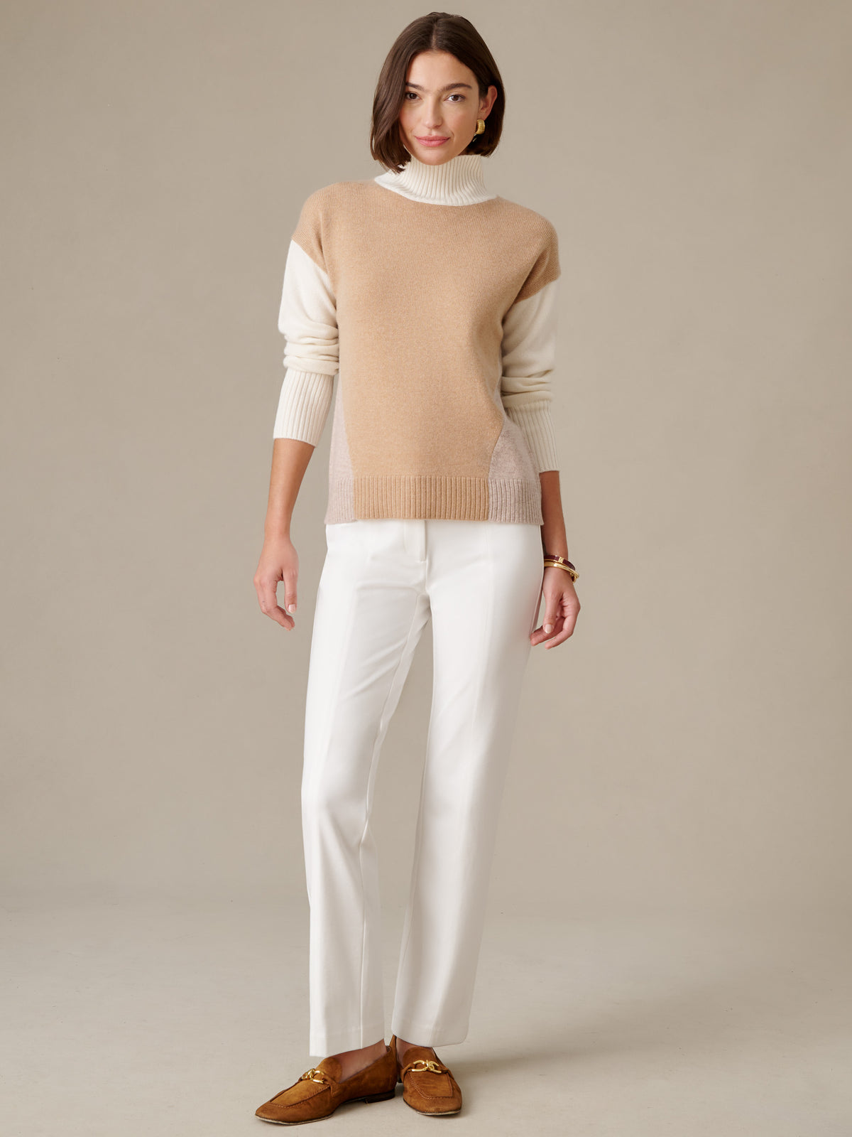 Dina Cashmere Turtleneck in Color Block