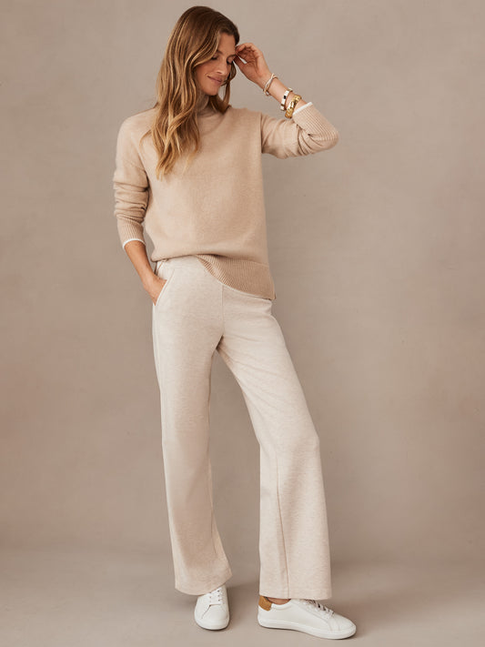 J.McLaughlin Marta pant in oatmeal made with brushed knit.