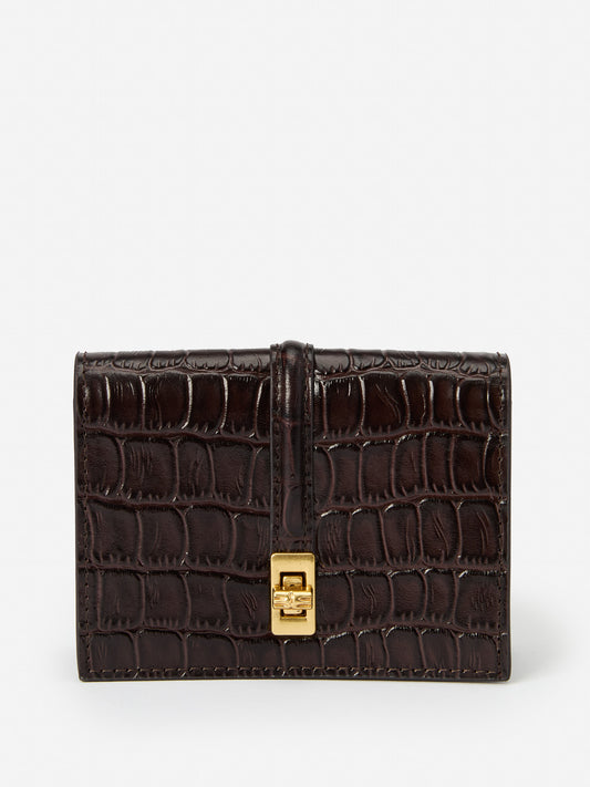 J.McLaughlin Dinah Wallet in dark brown made with crocodile.