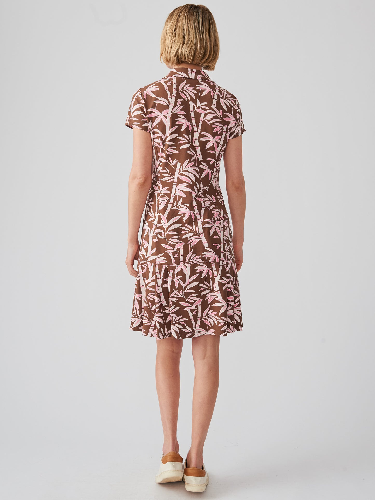 J.McLaughlin Dorte dress in brown/pink made with Catalina cloth.