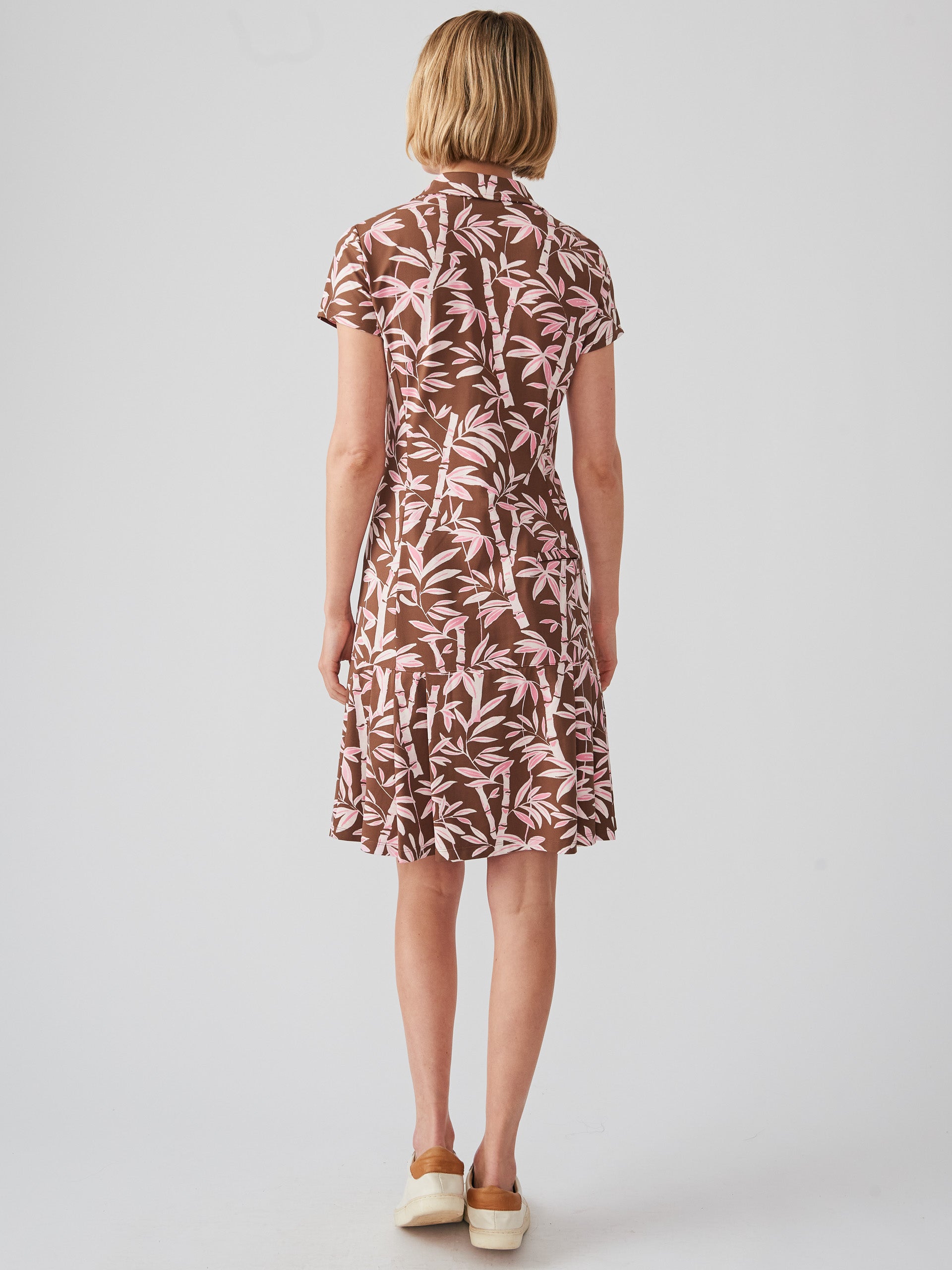 J.McLaughlin Dorte dress in brown/pink made with Catalina cloth.