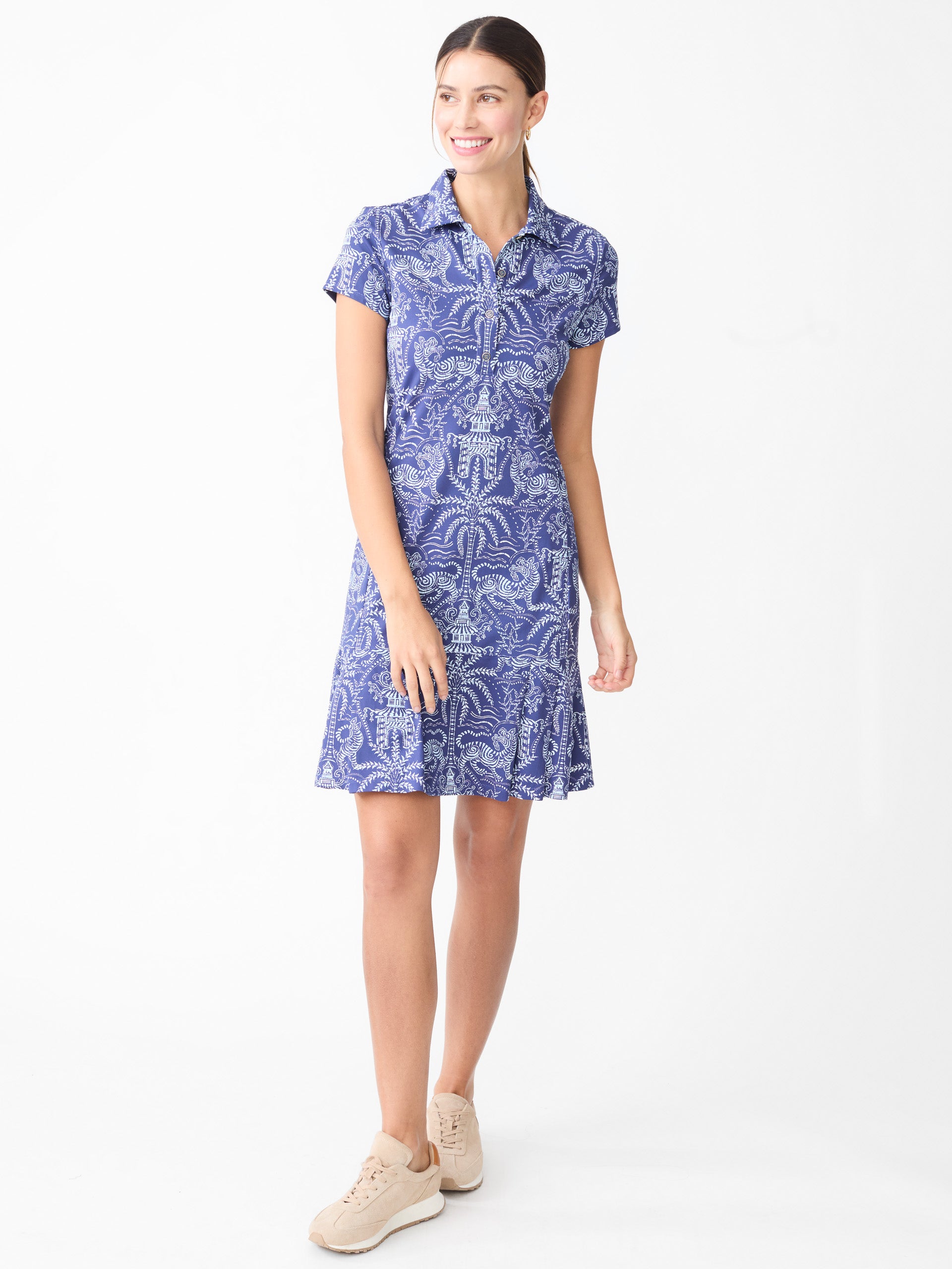J.McLaughlin Dorte dress in Navy/Blue made with Catalina Cloth. 