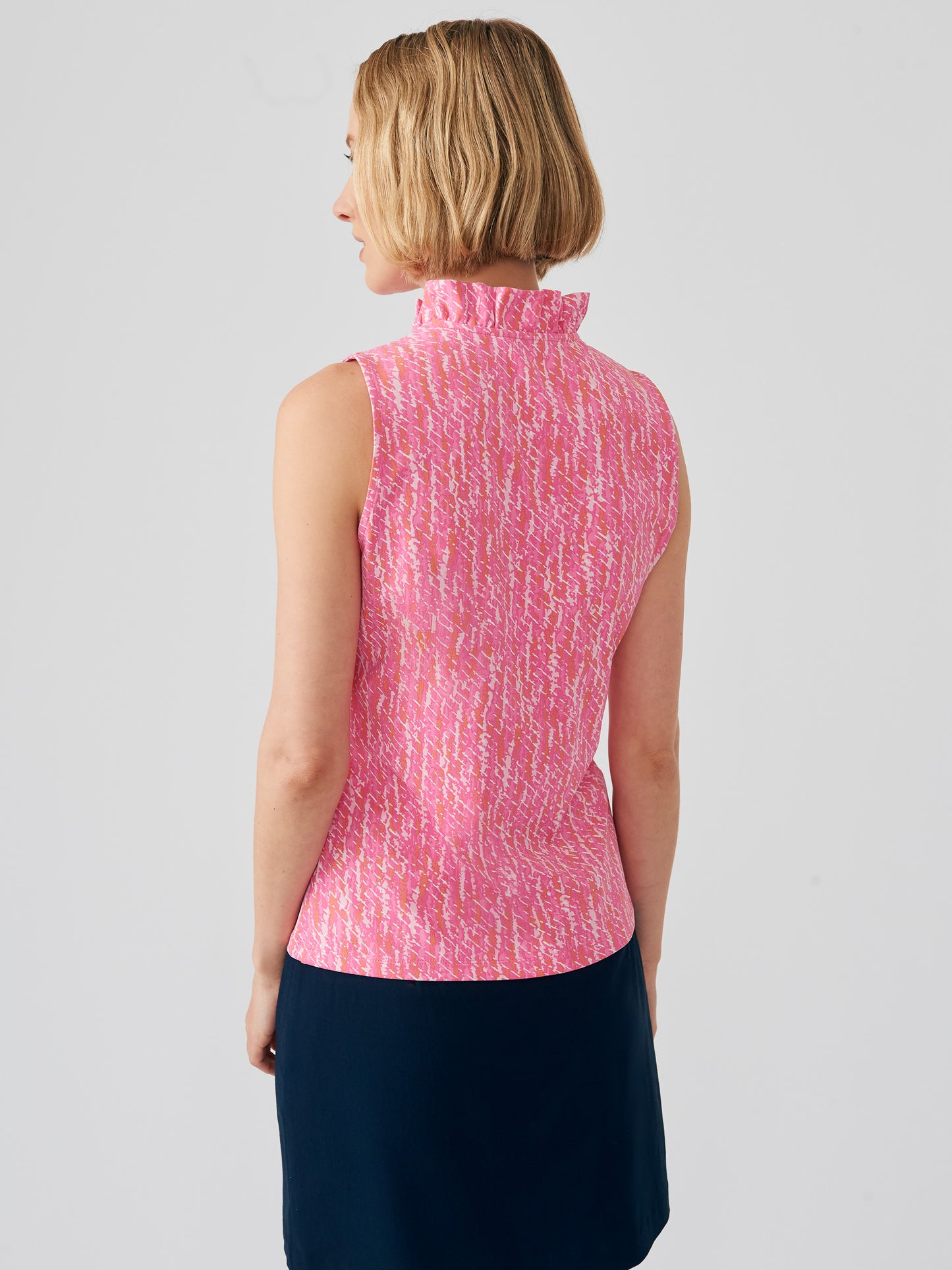 J.McLaughlin Durham sleeveless top in pink/light pink made with Catalina cloth.