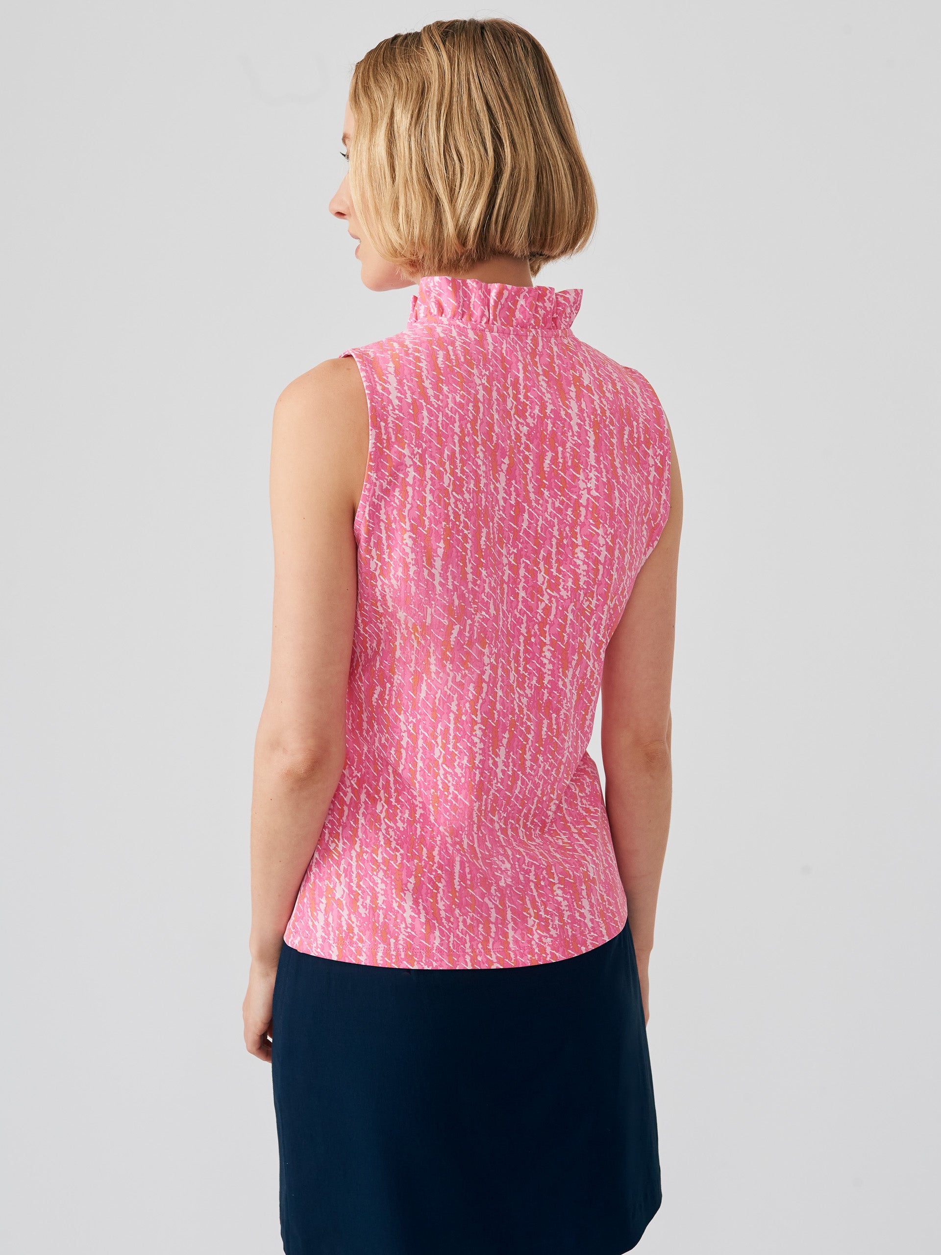 J.McLaughlin Durham sleeveless top in pink/light pink made with Catalina cloth.