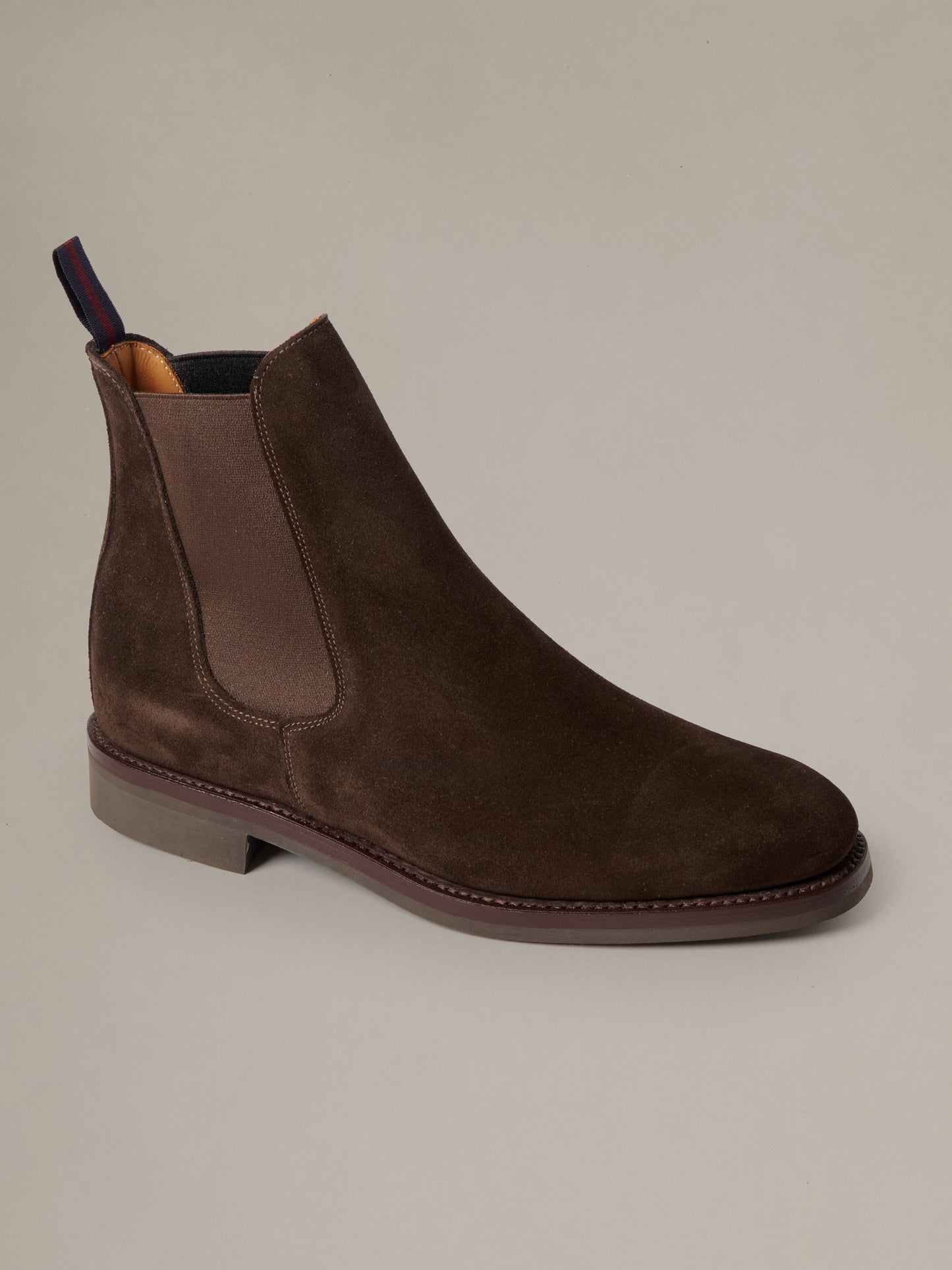 Dylan Suede Chelsea Boots by J.McLaughlin featuring rich brown suede elastic side panels and a durable stacked sole