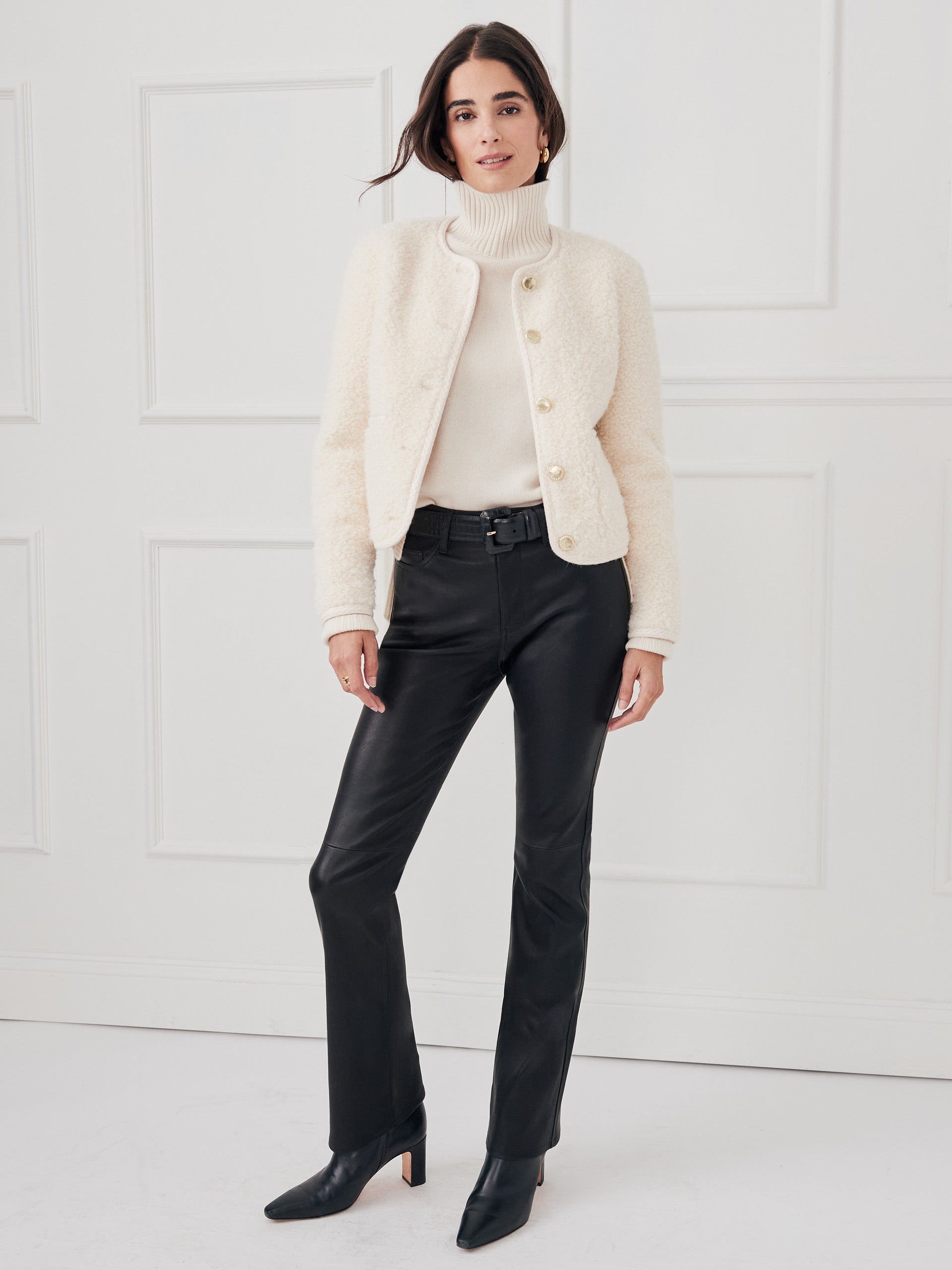 J.McLaughlin Bramwell jacket in ivory made with polyester. 