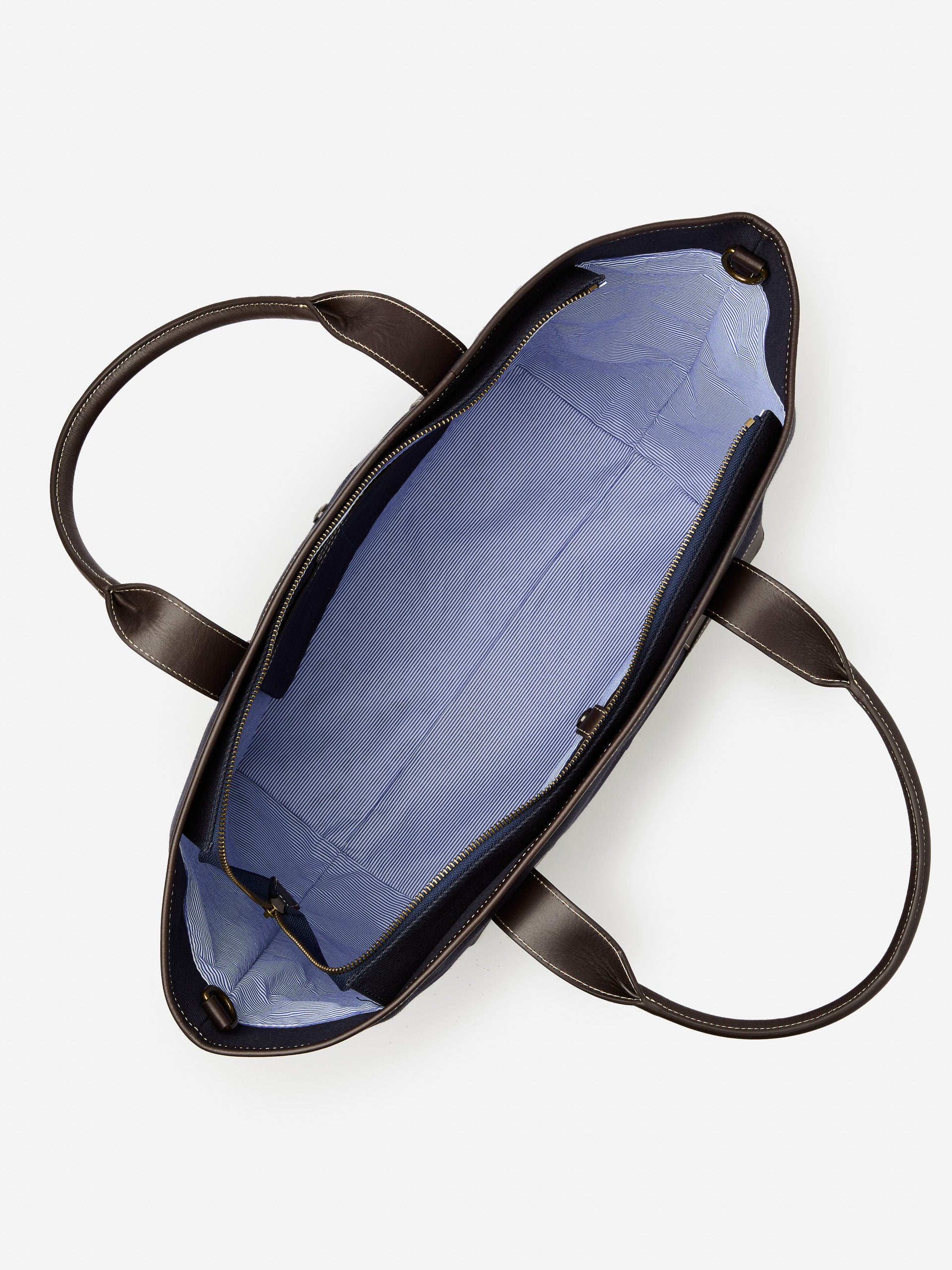 J.McLaughlin Men's everday tote in navy made with nylon and leather.