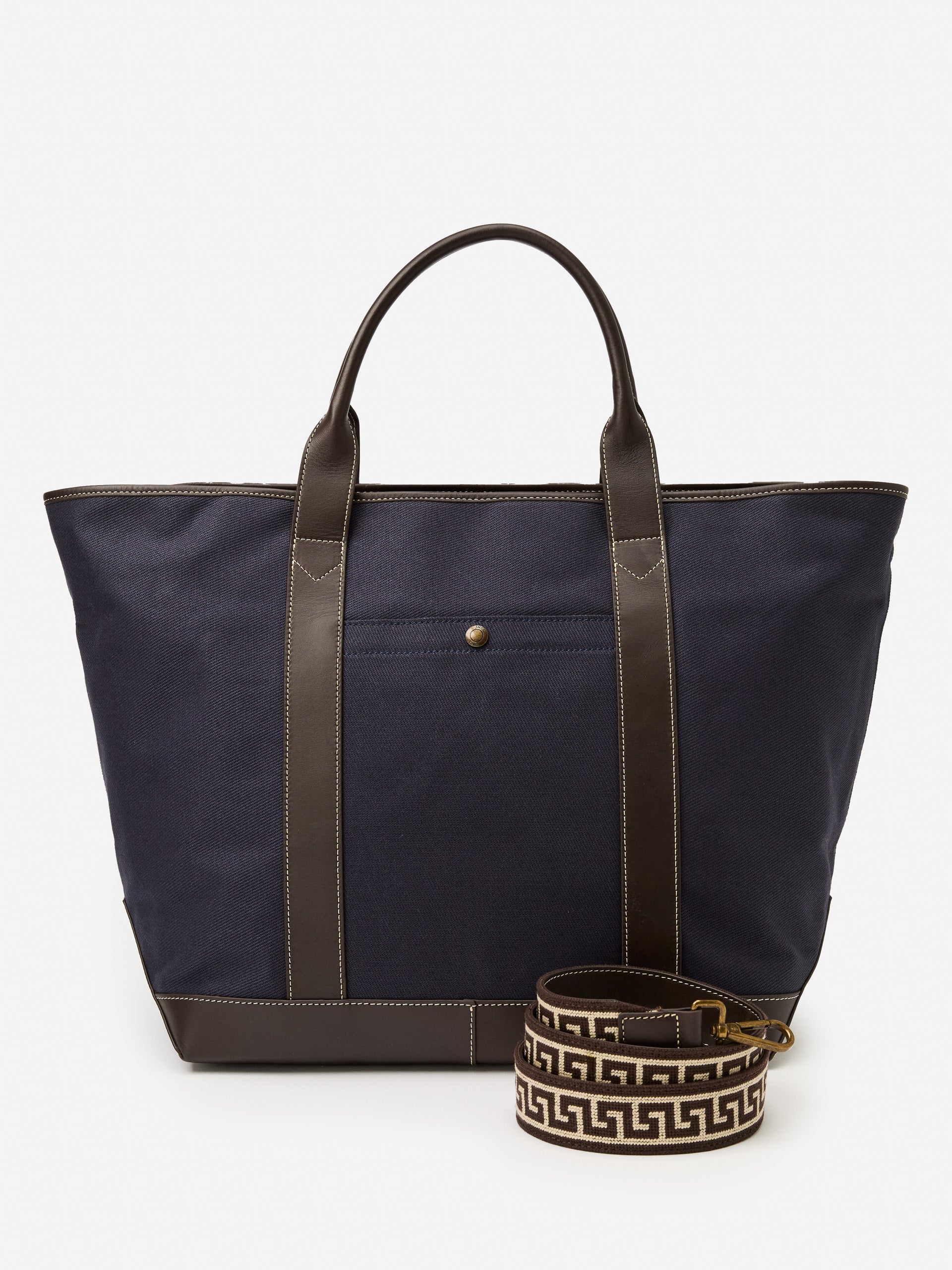 J.McLaughlin Men's everday tote in navy made with nylon and leather.