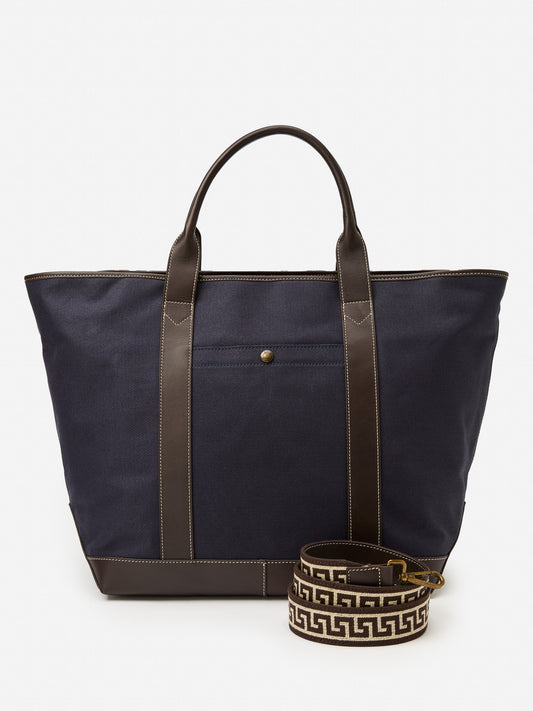 J.McLaughlin Men's everday tote in navy made with nylon and leather.