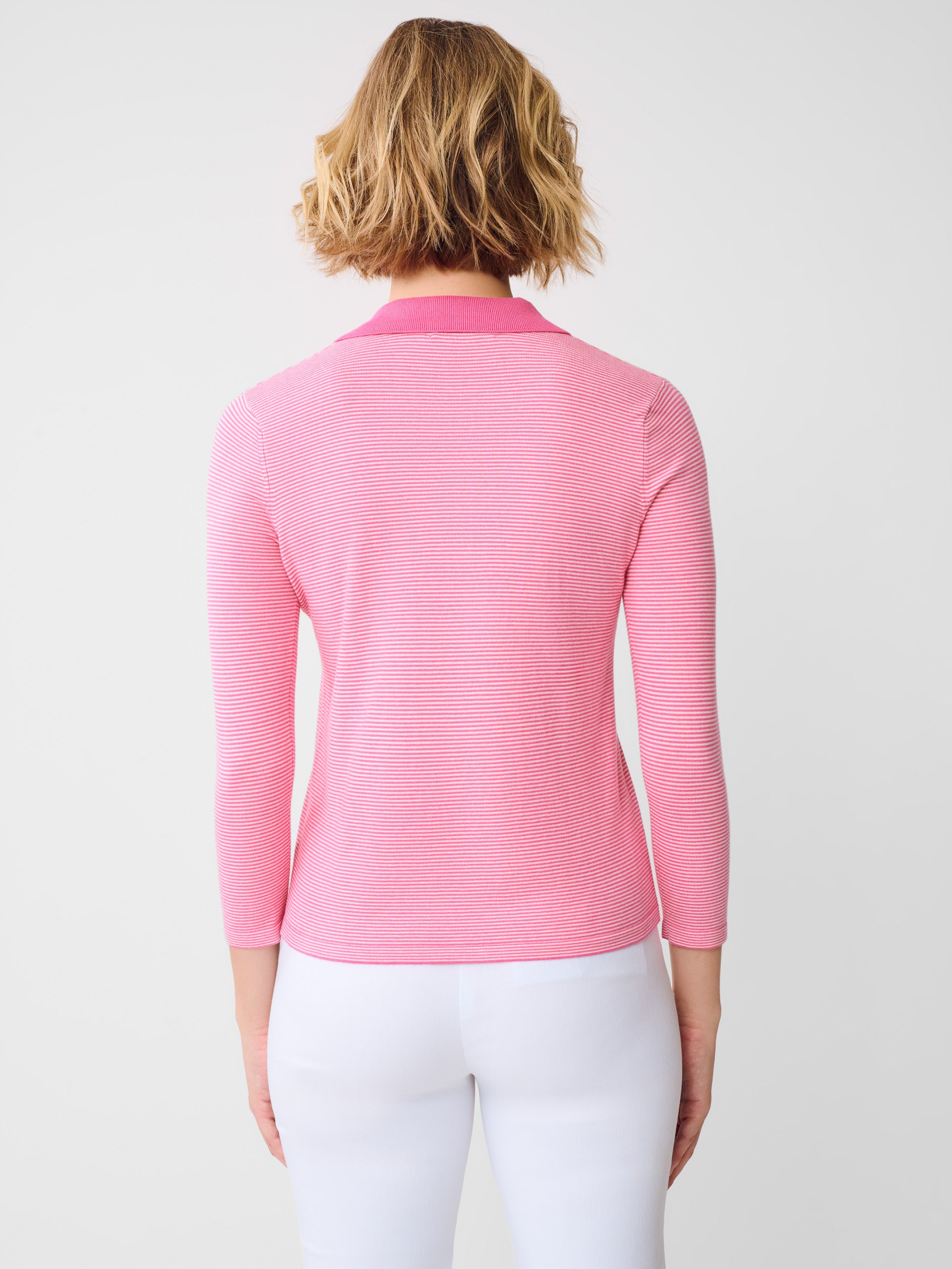 J.McLaughlin Fairfax sweater in pink/egret white made with cotton.