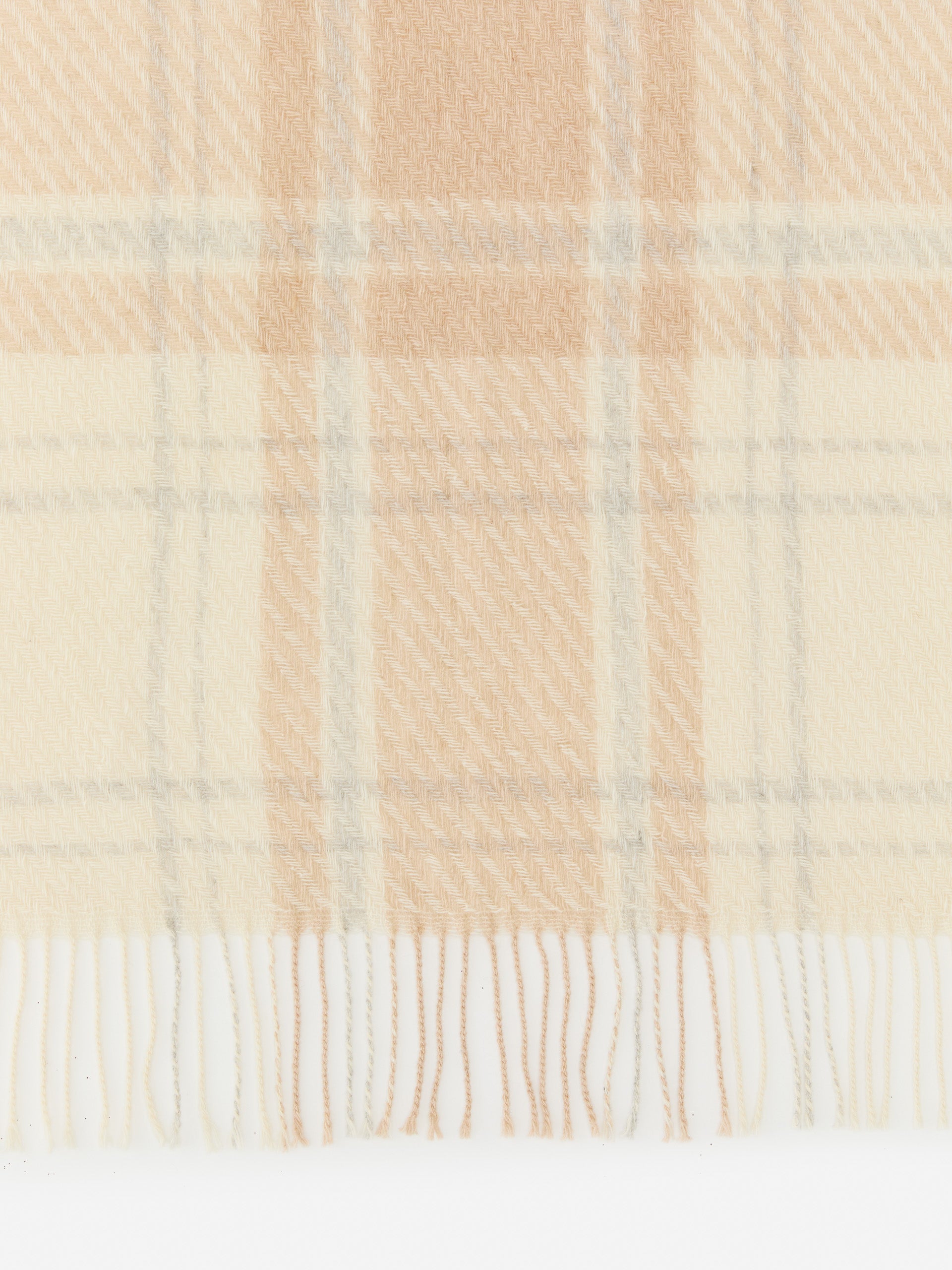 J.McLaughlin Federica scarf in off white/camel made with wool and cashmere.