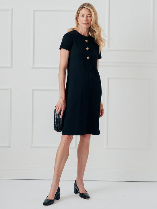 J.McLaughlin Flroence dress in black made with Bainbridge cloth.