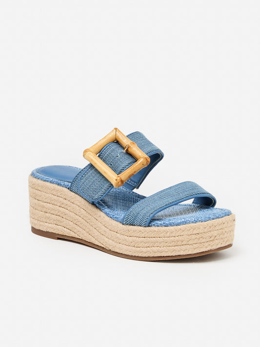J.McLaughlin Fluer shoes in vintage denim made with polypropylene.