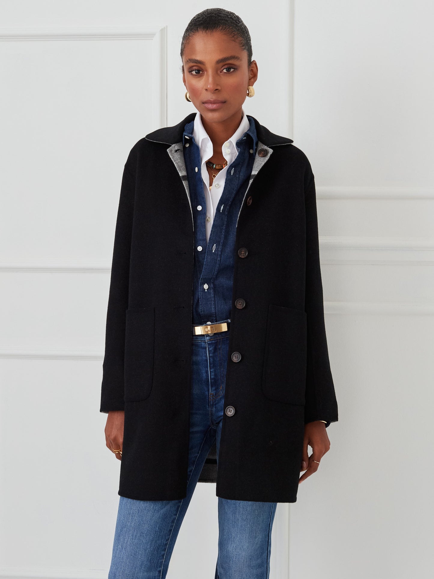J.McLaughlin Frade jacket in black made with wool.