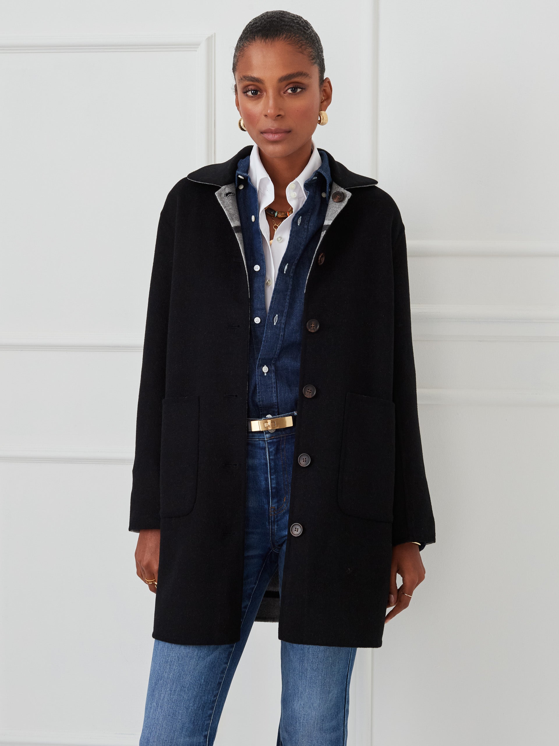 J.McLaughlin Frade jacket in black made with wool.