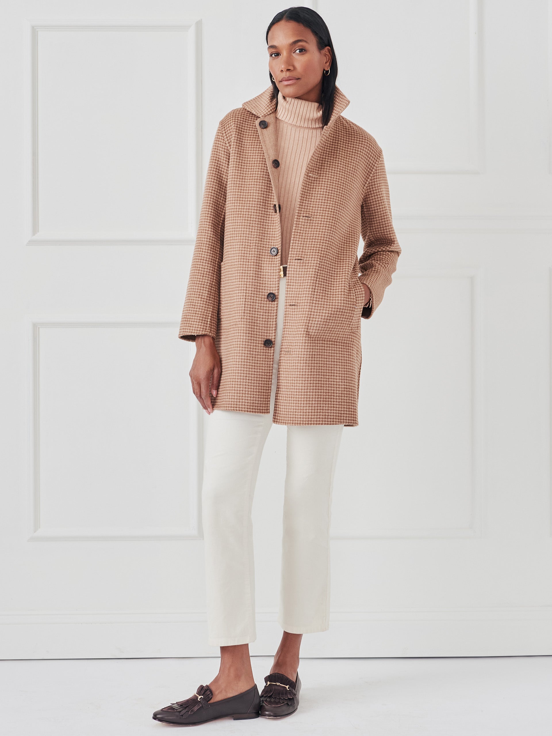 J.McLaughlin Frade coat in tan made with wool.