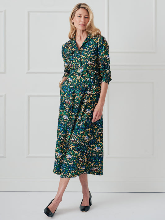 J.McLaughlin Freda dress in black/green/yellow made with silk/viscose. 