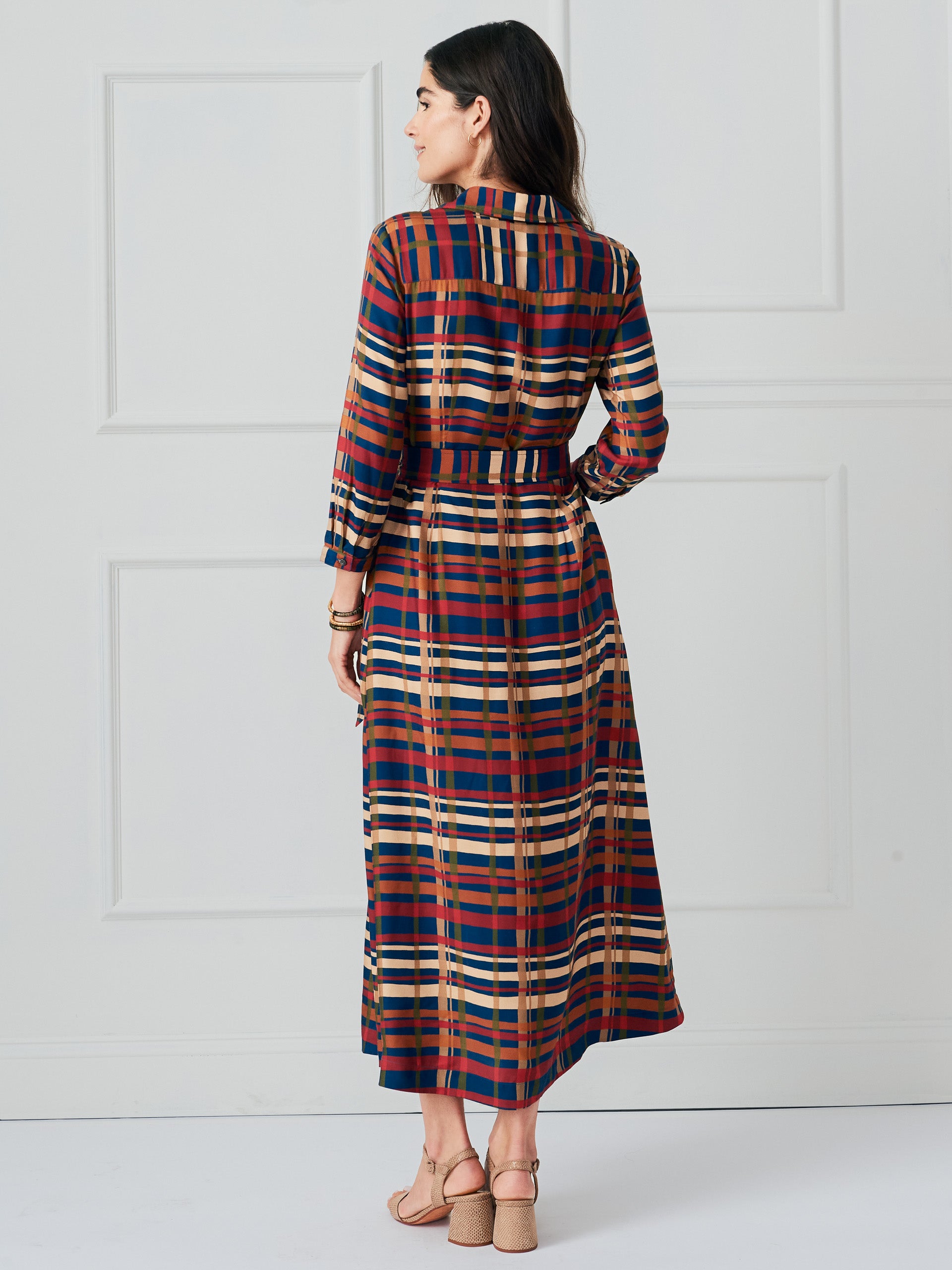 J.McLaughlin Freda dress in navy/multi made with silk/viscose. 