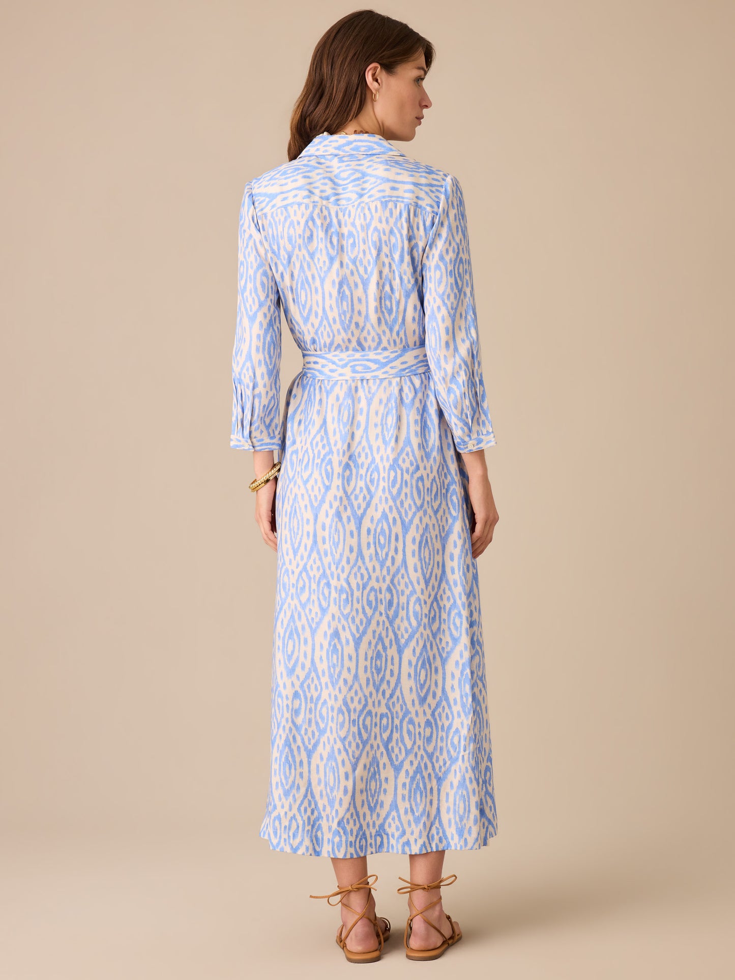 Freda Silk Blend Dress in Seagrass Ikat