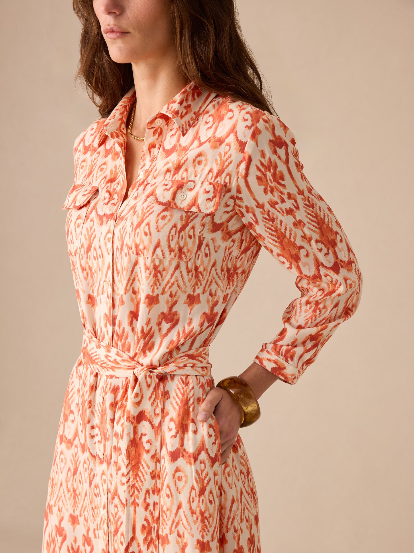 Freda Silk Blend Dress in Jewel Ikat Bold