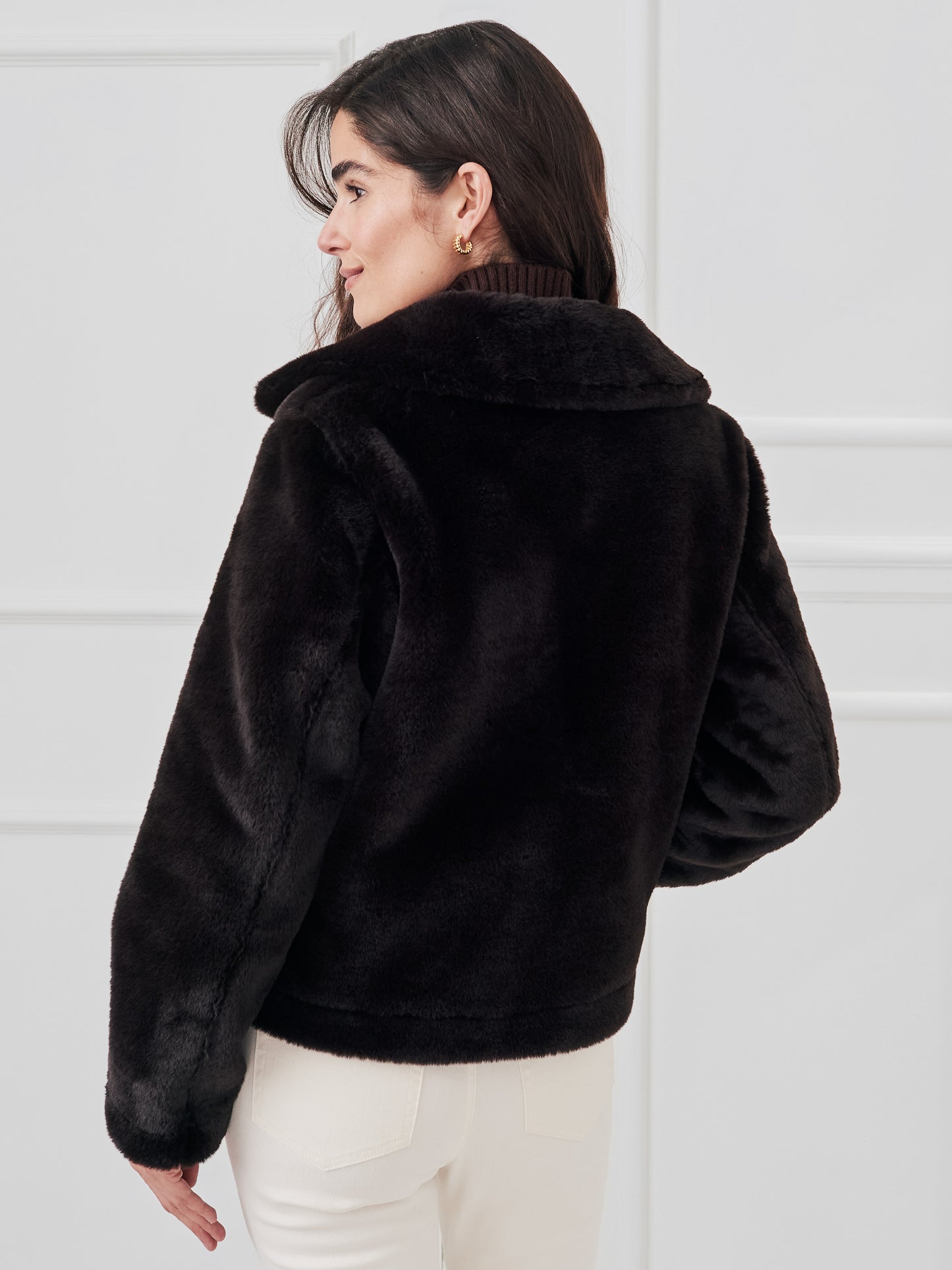 J.McLaughlin Freddie jacket in dark brown made with polyester. 