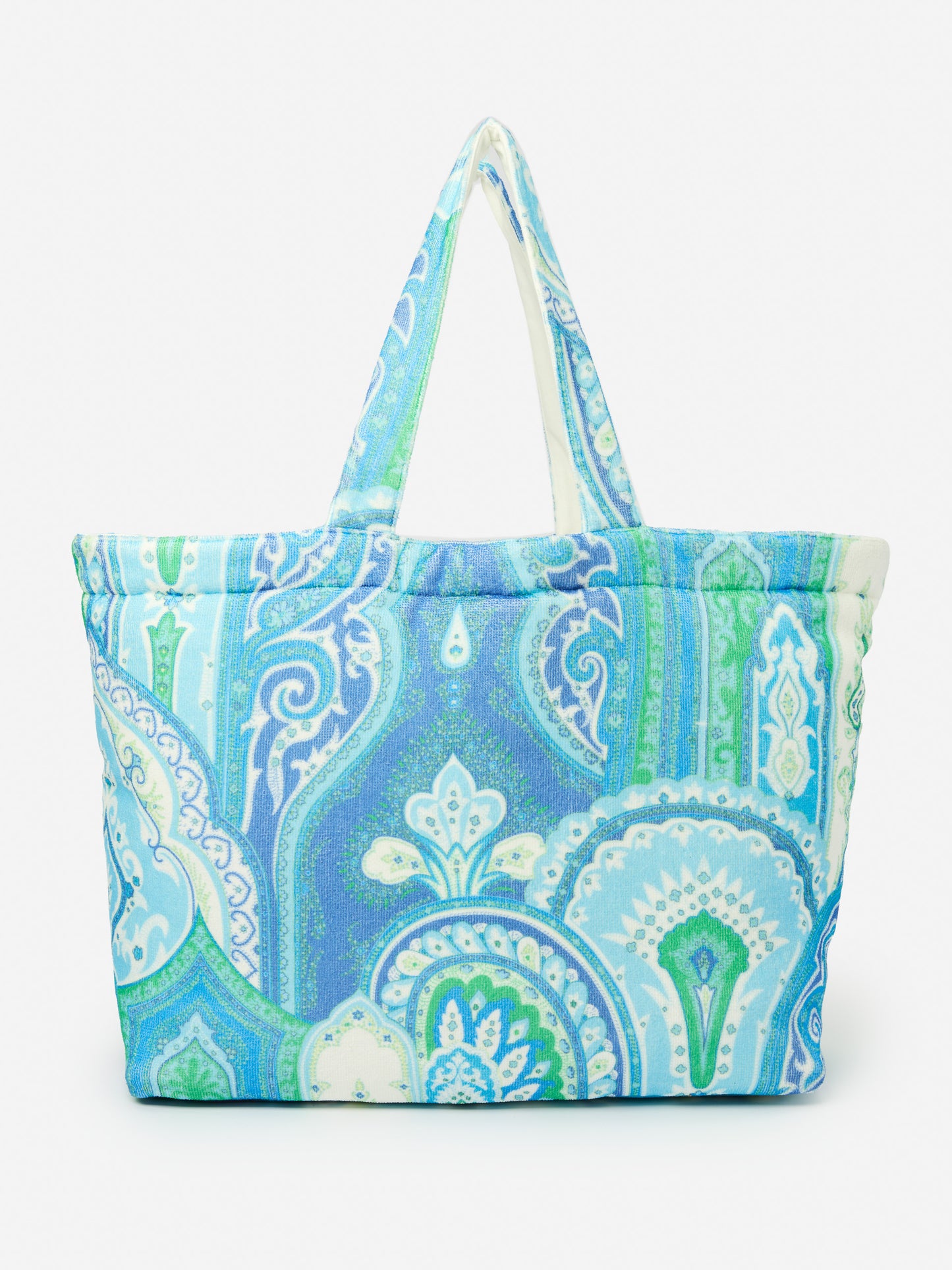 J.McLaughlin Frida tote in green/lapis blue made with cotton. 