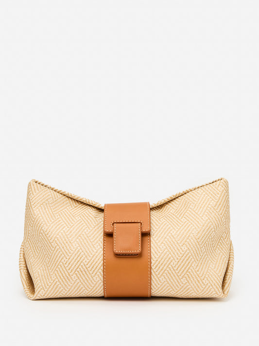 J.McLaughlin Gail clutch in Natural made with Grasscloth. 