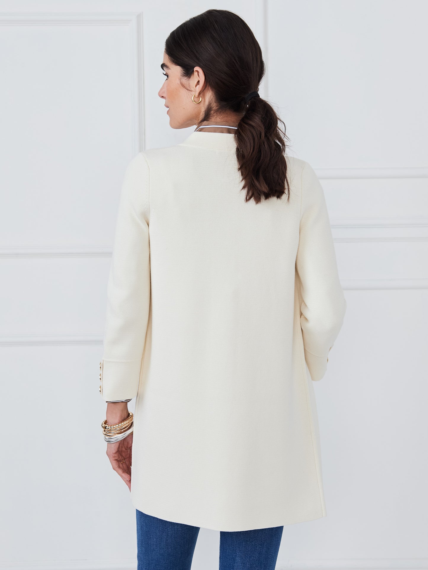 J.McLaughlin Georgia sweater in egret white made with cotton. 