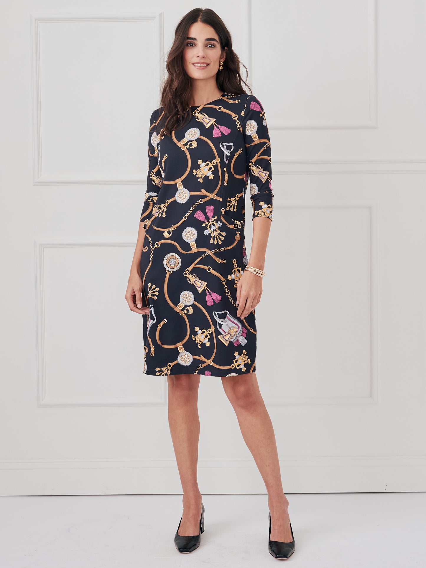J.McLaughlin Georgiana dress in black/brown made with catalina cloth. 