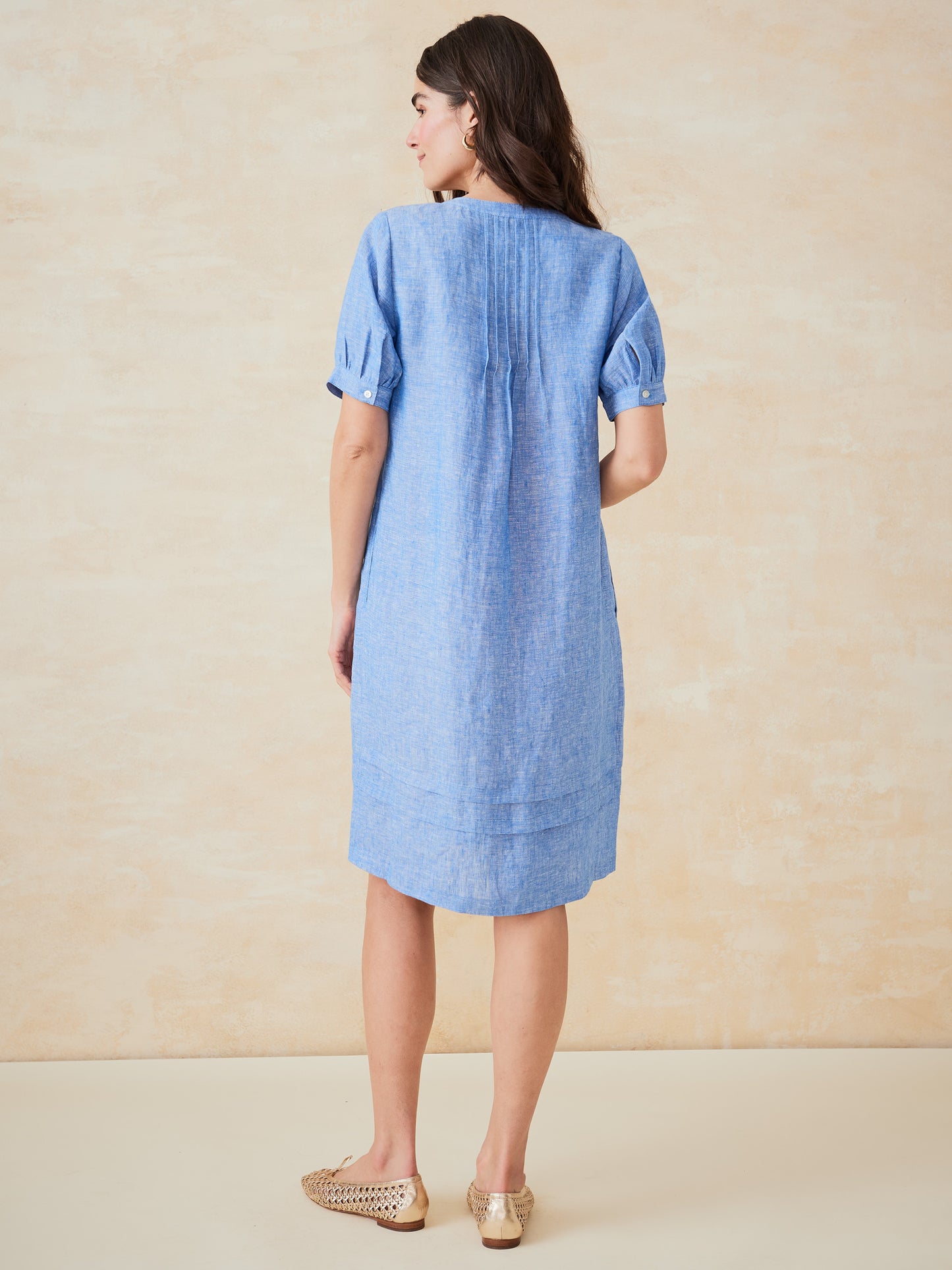 J.McLaughlin Gianna dress in marine blue made with linen. 