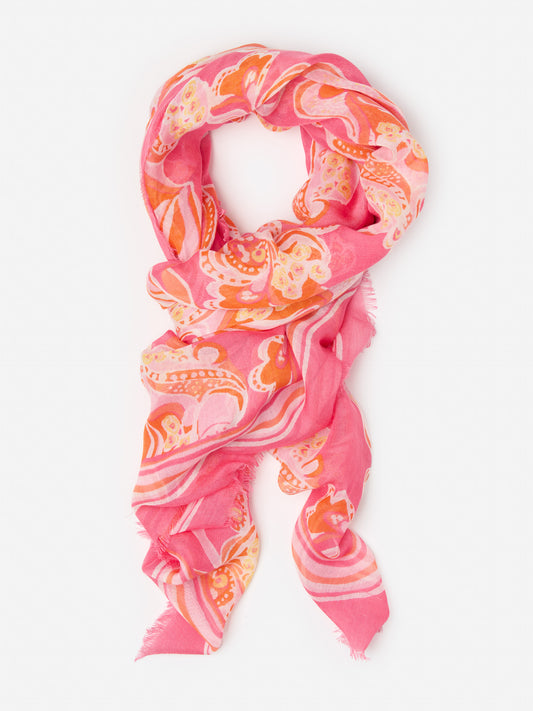 J.McLaughlin Giselle scarf in pink/orange made with modal/silk.