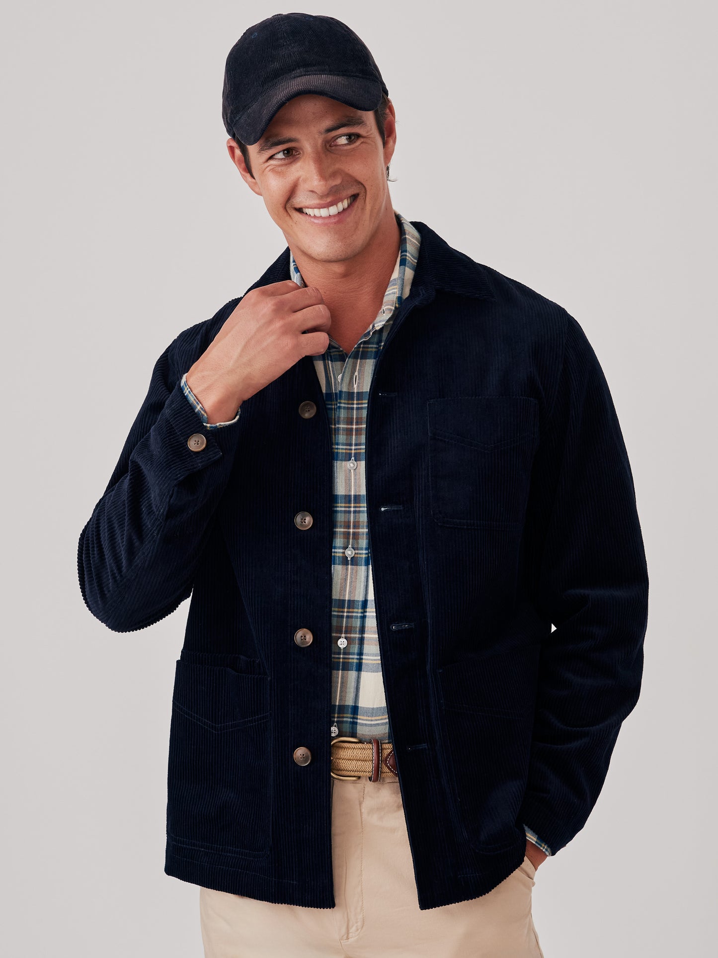 J.McLaughlin Weekender jacket in navy made with cotton corduroy