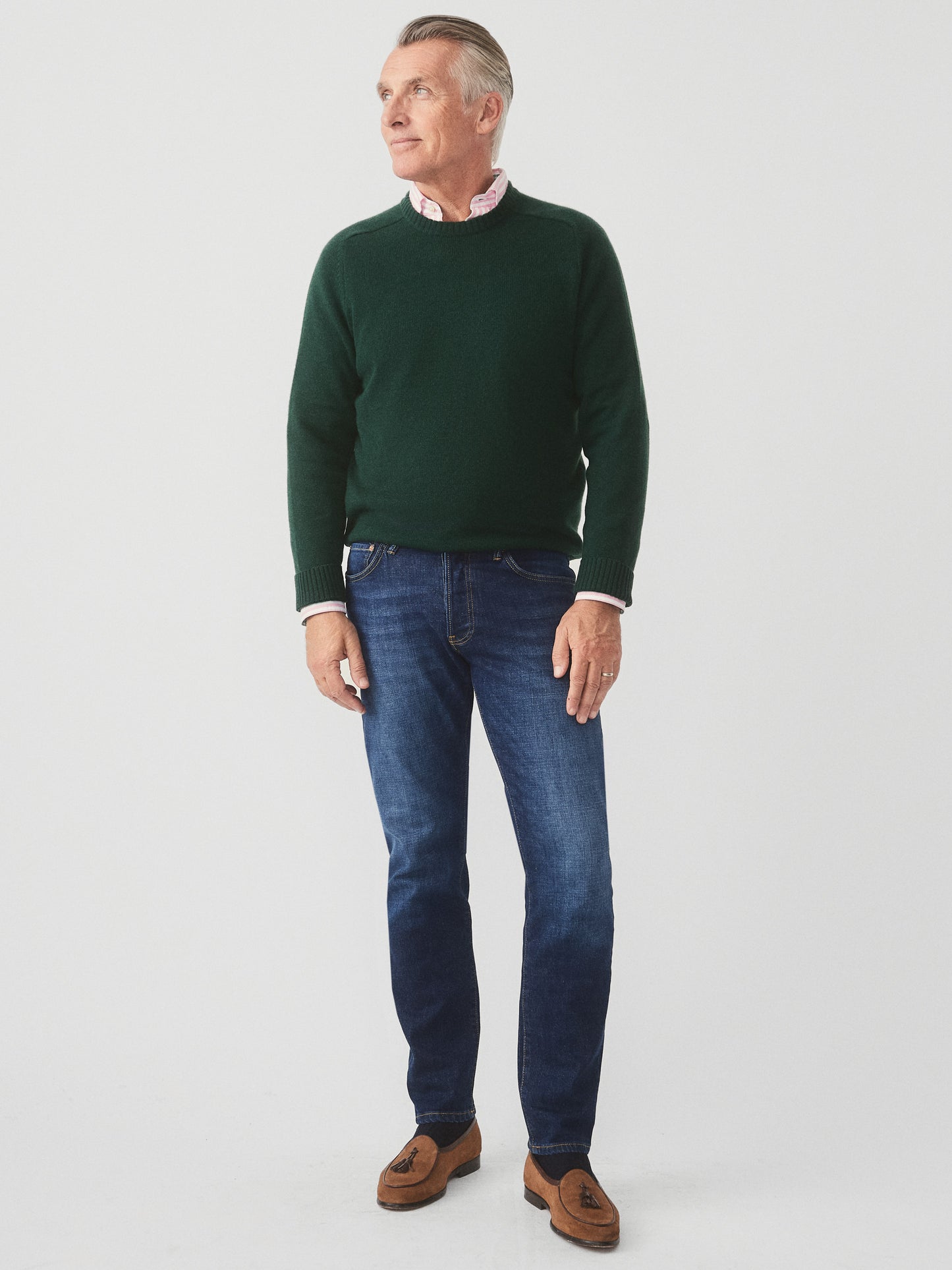 J.McLaughlin Gordon sweater in bottle green made with cashmere.