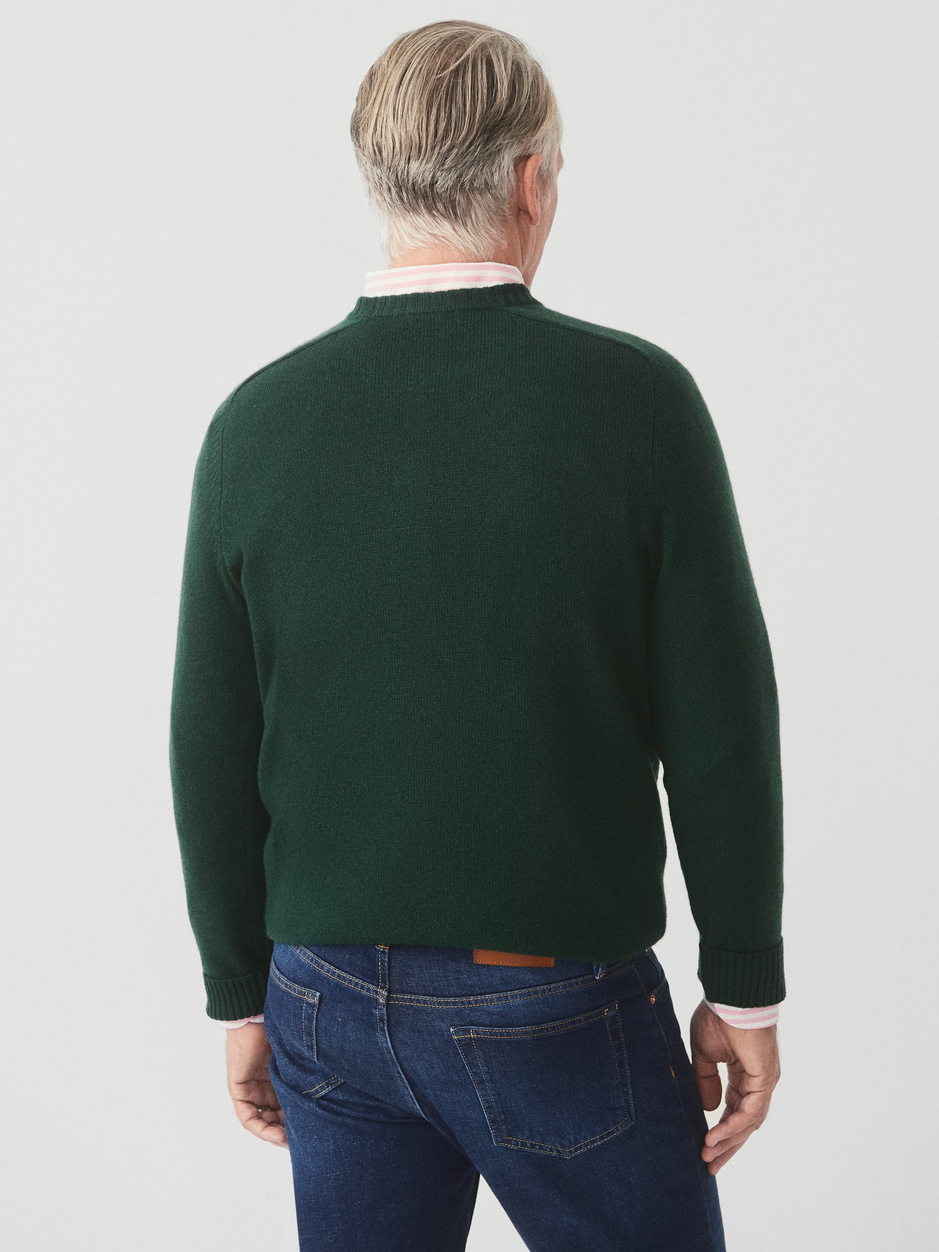 J.McLaughlin Gordon sweater in bottle green made with cashmere.