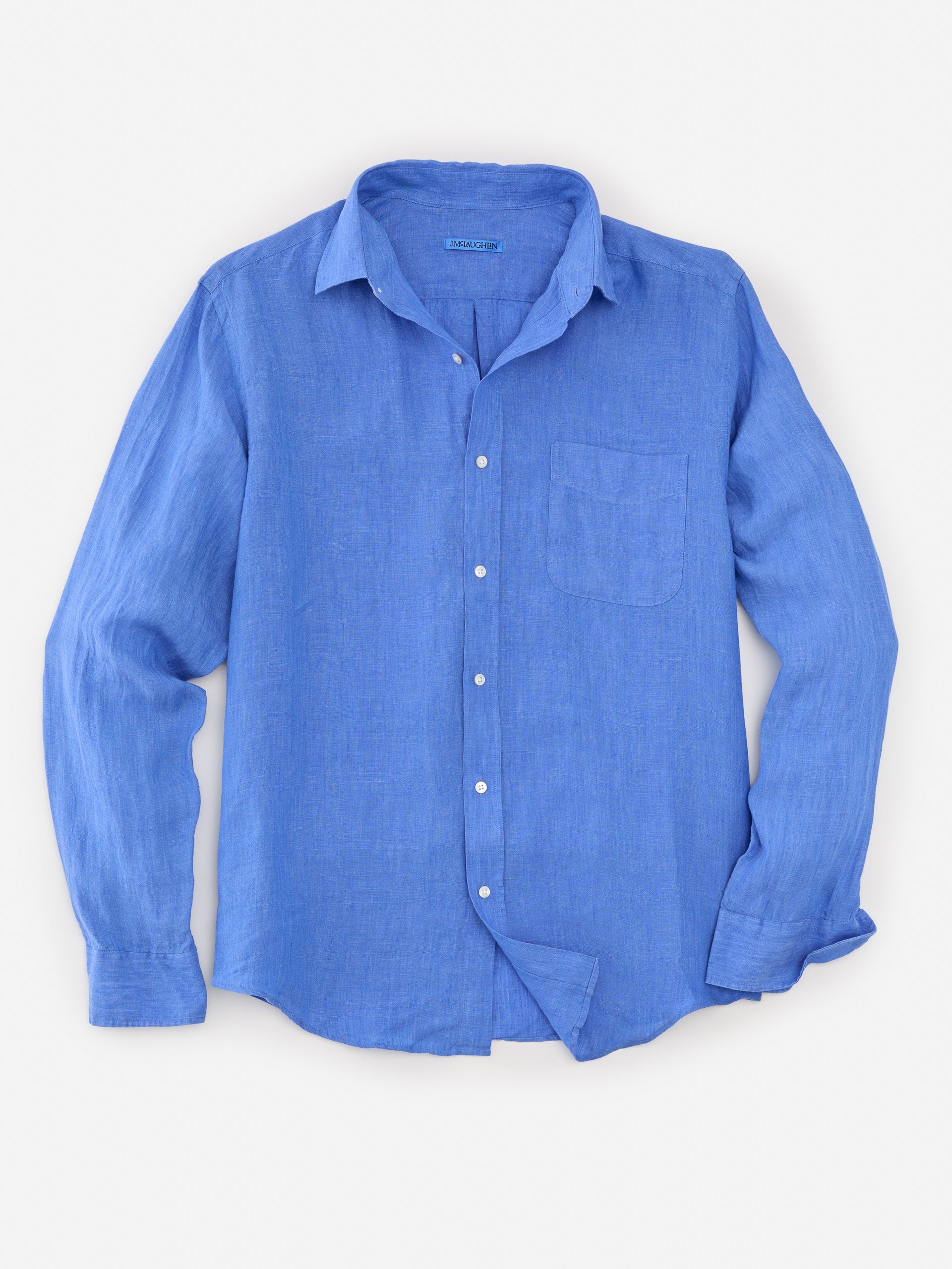 J.McLaughlin Gramercy Classic Fit Linen Shirt in French Blue made with Linen.