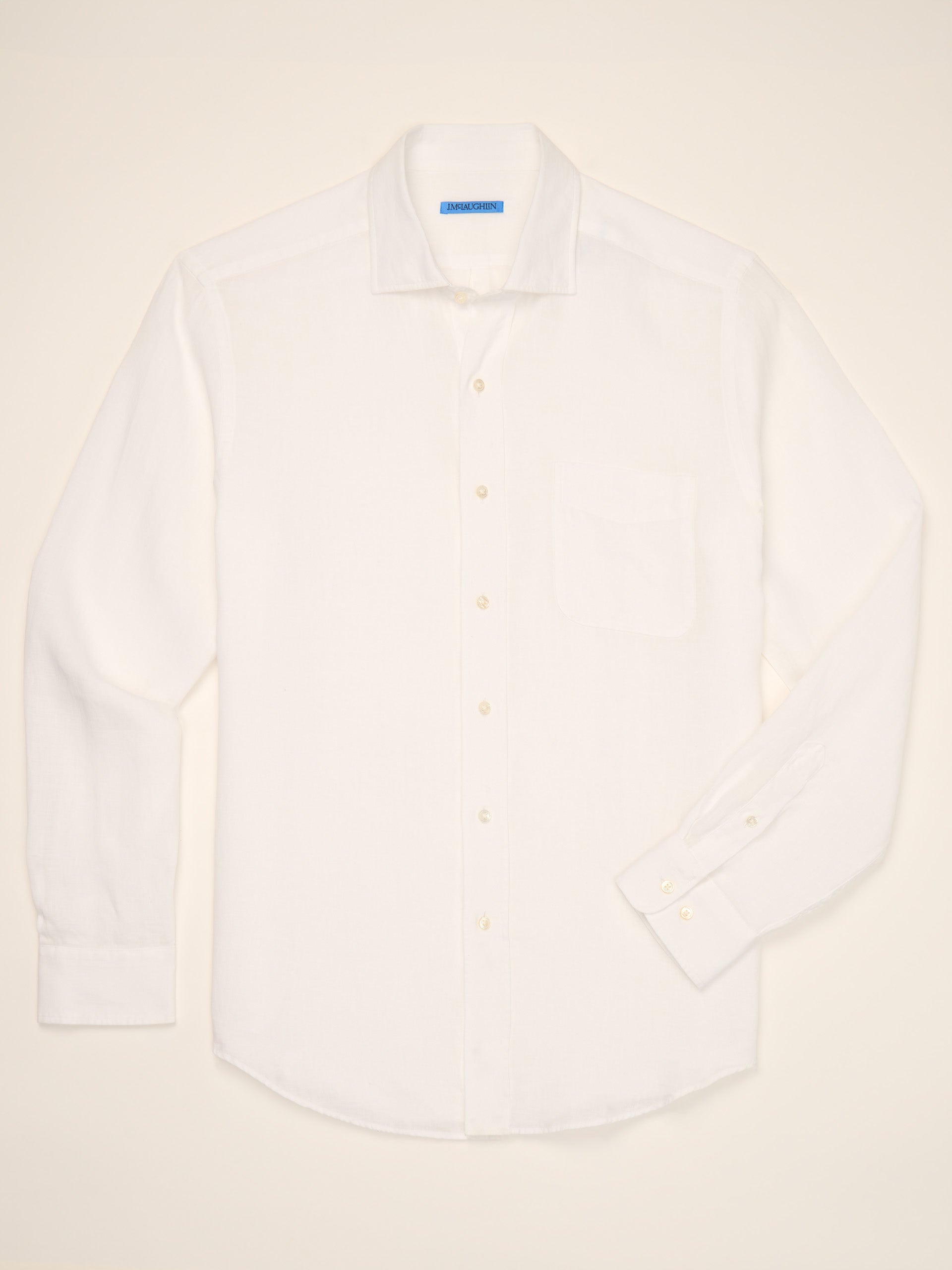 J.McLaughlin Gramercy Classic Fit Linen Shirt in white made with Linen.