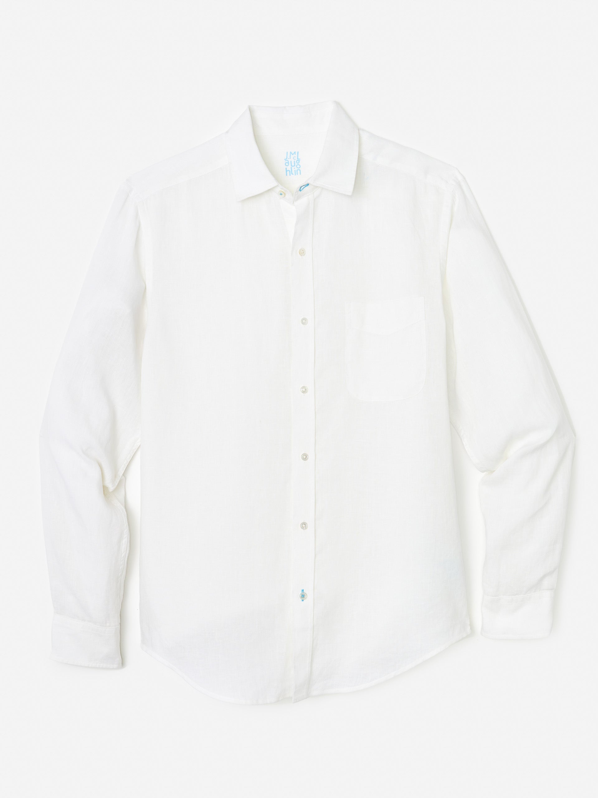 J.McLaughlin Gramercy Classic Fit Linen Shirt in White made with Linen.