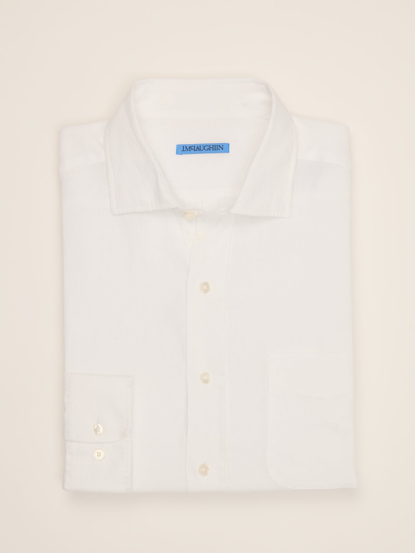 J.McLaughlin Gramercy Classic Fit Linen Shirt in white made with Linen.