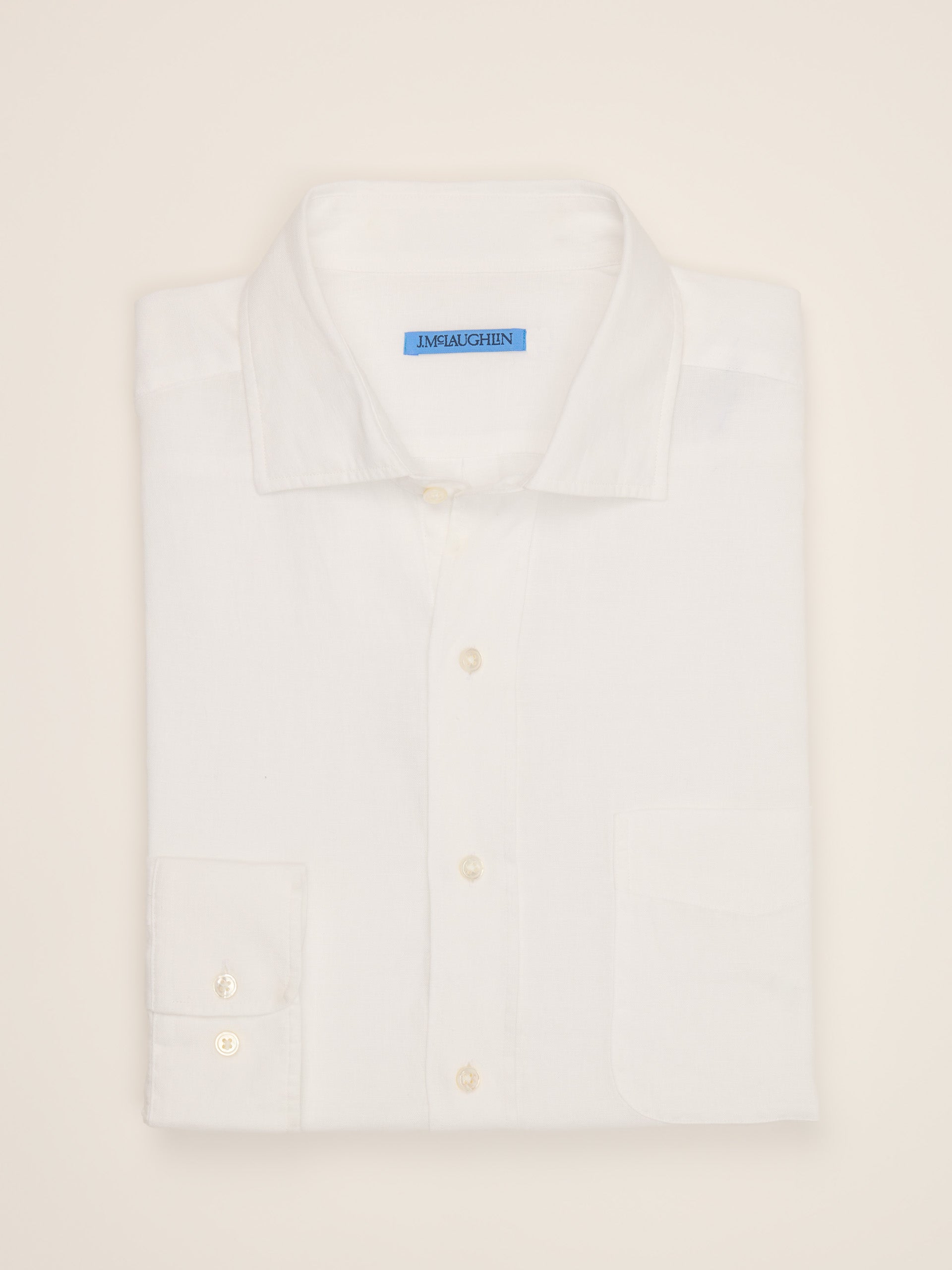 J.McLaughlin Gramercy Classic Fit Linen Shirt in white made with Linen.