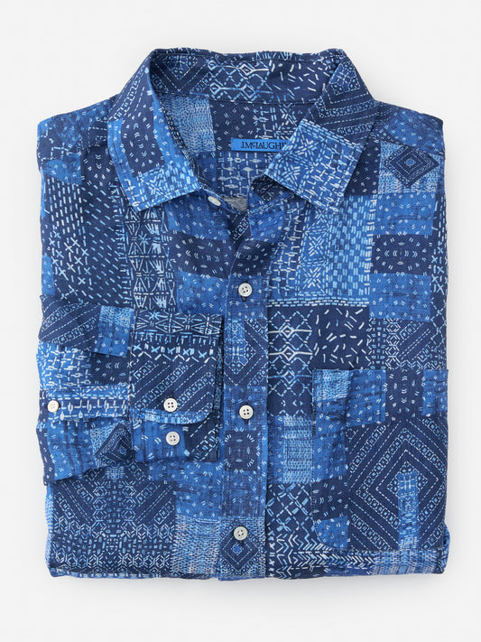 Gramercy Classic Fit Linen Shirt in Diamond Patch