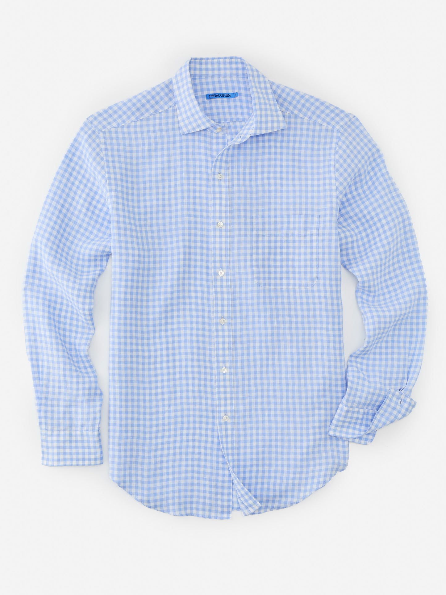 J.McLaughlin Gramercy shirt in blue/white made with linen.