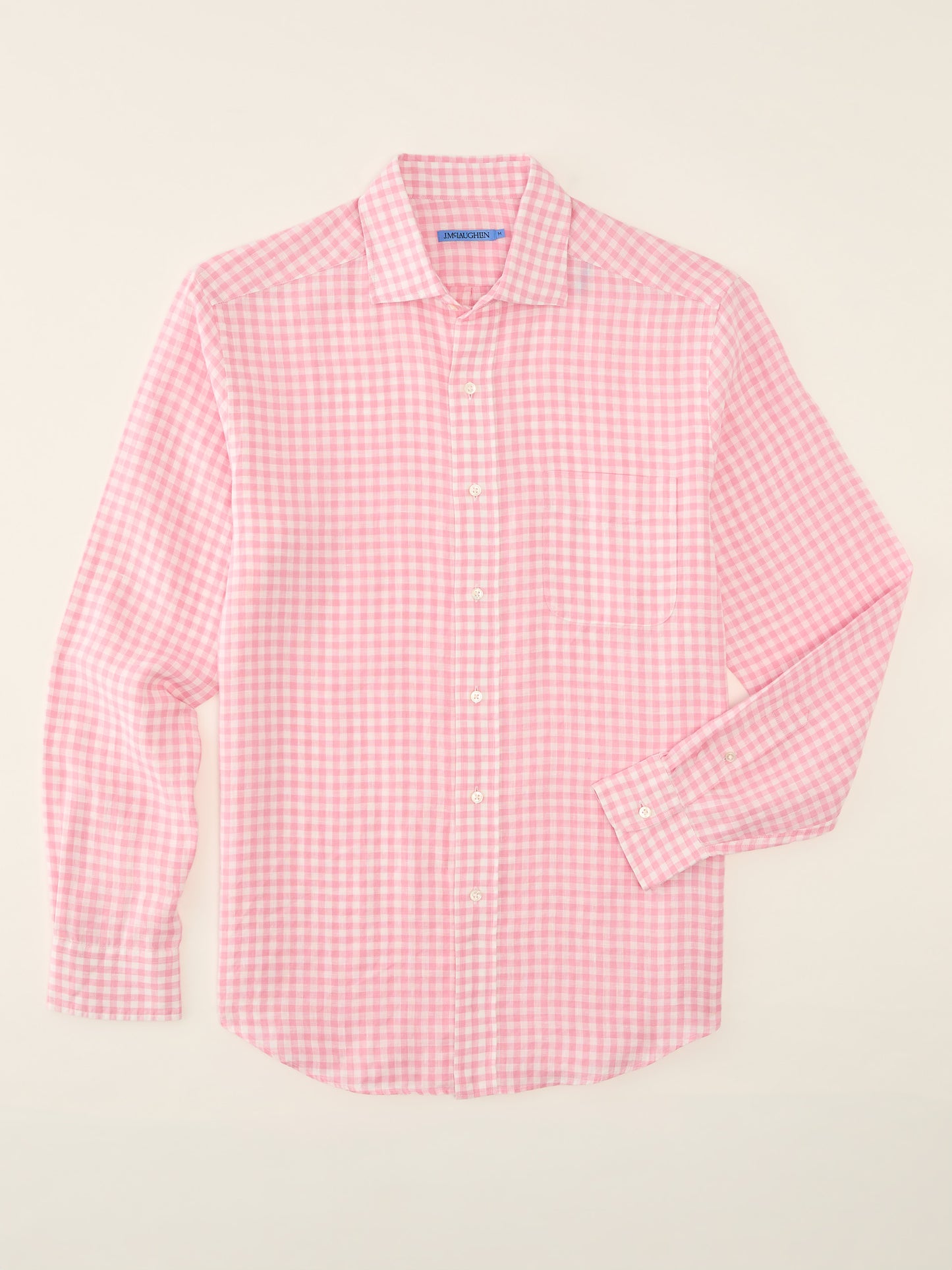 J.McLaughlin Gramercy shirt in Pink/White made with Linen.