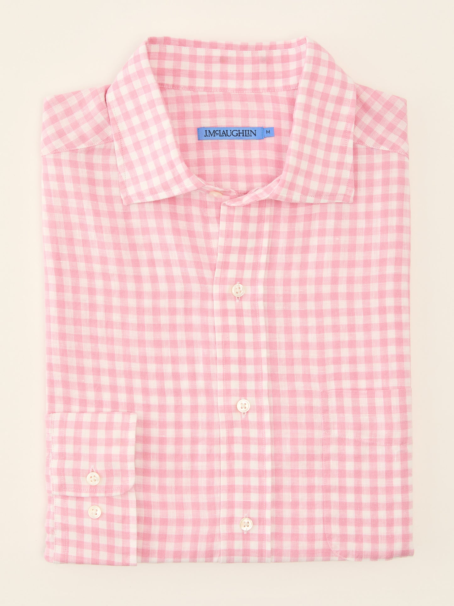 J.McLaughlin Gramercy shirt in Pink/White made with Linen.